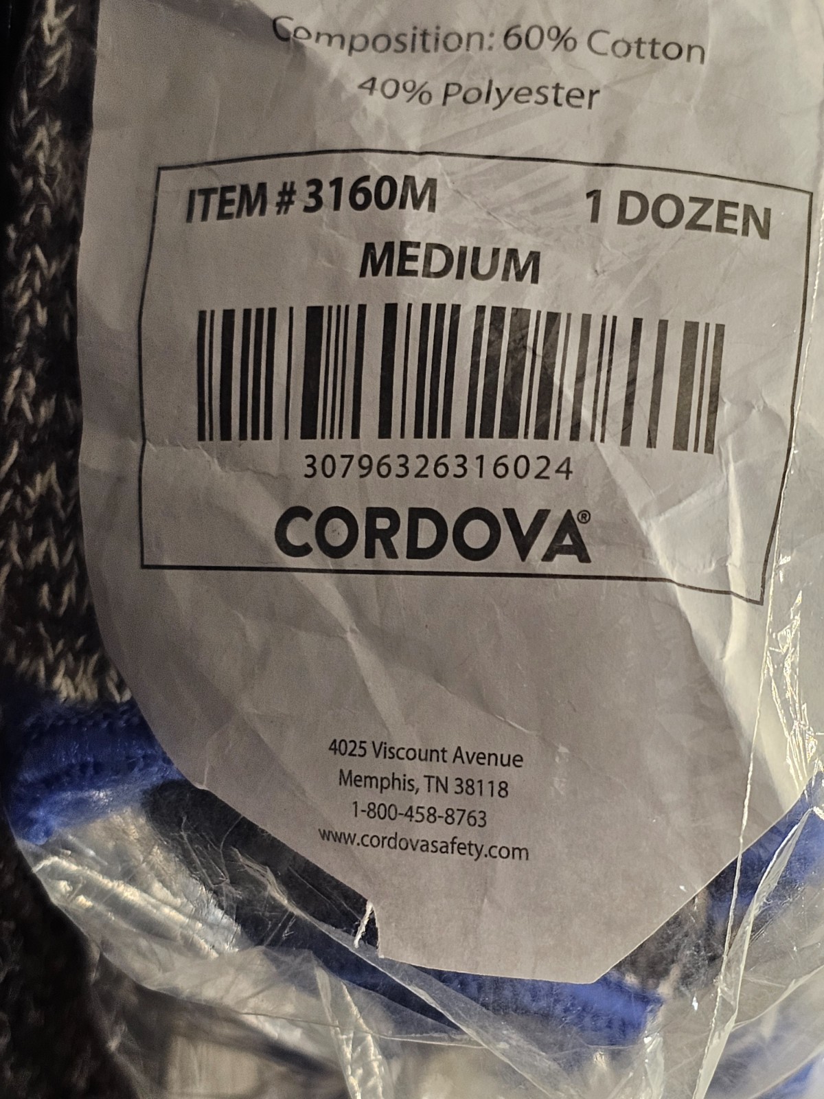 (QTY 12 Pairs) Cordova 3160M Heavy Weight Glove Multi-Color Poly/Cotton Medium