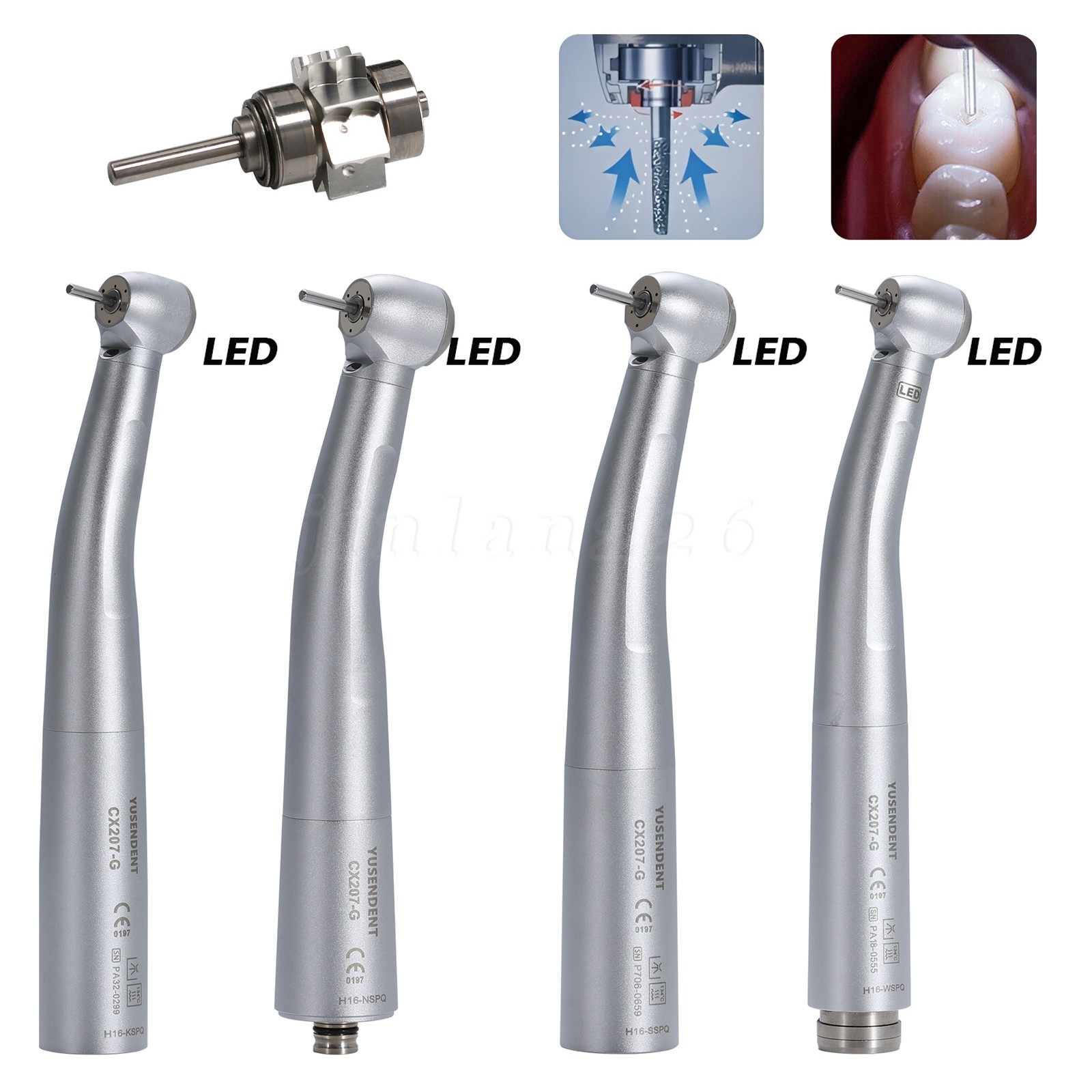 COXO YUSENDENT CX207-G Dental Fiber Optic LED High Speed Handpiece Air Turbine