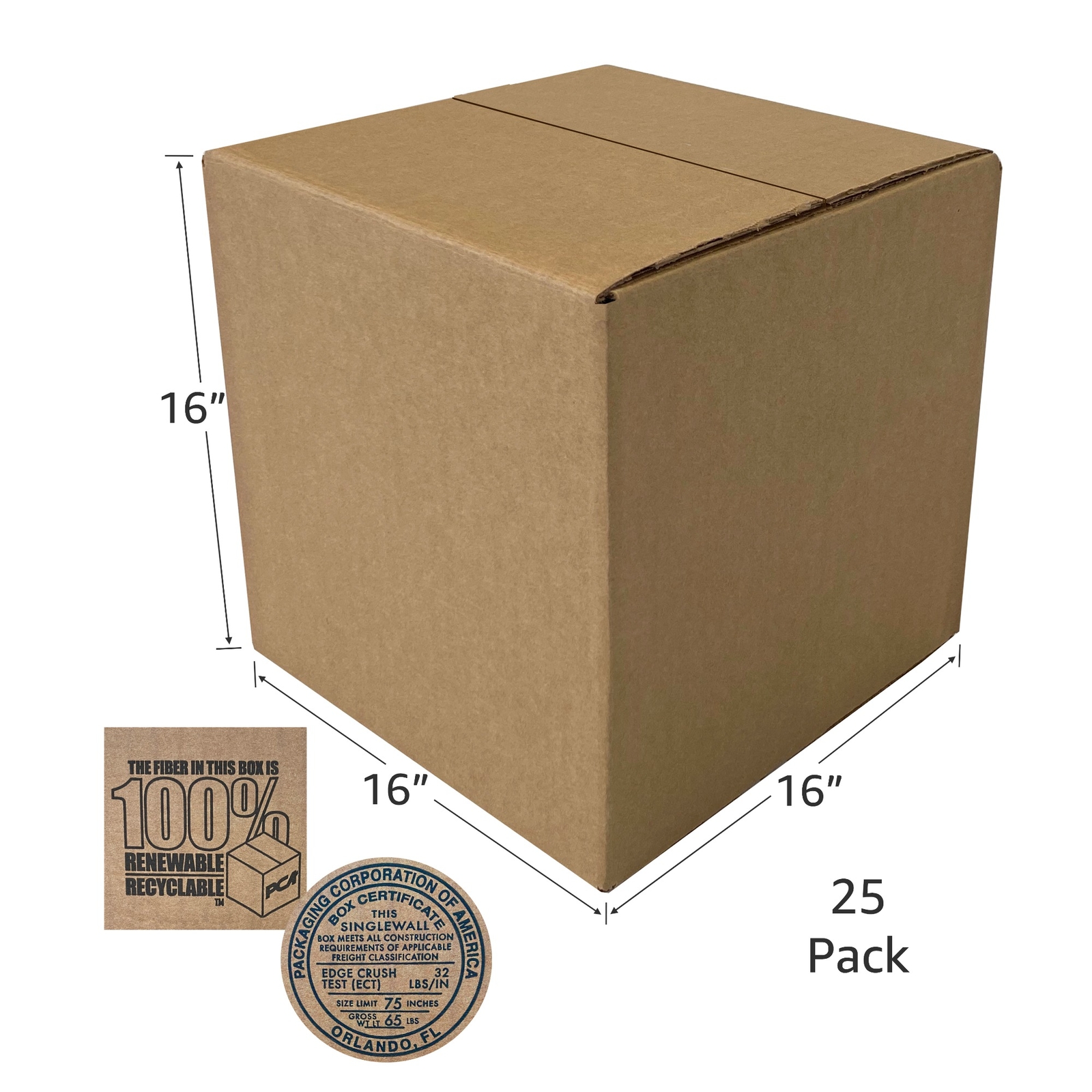 UOFFICE Corrugated Boxes 16″ x 16″ x 16″ Cube Boxes For Shipping
