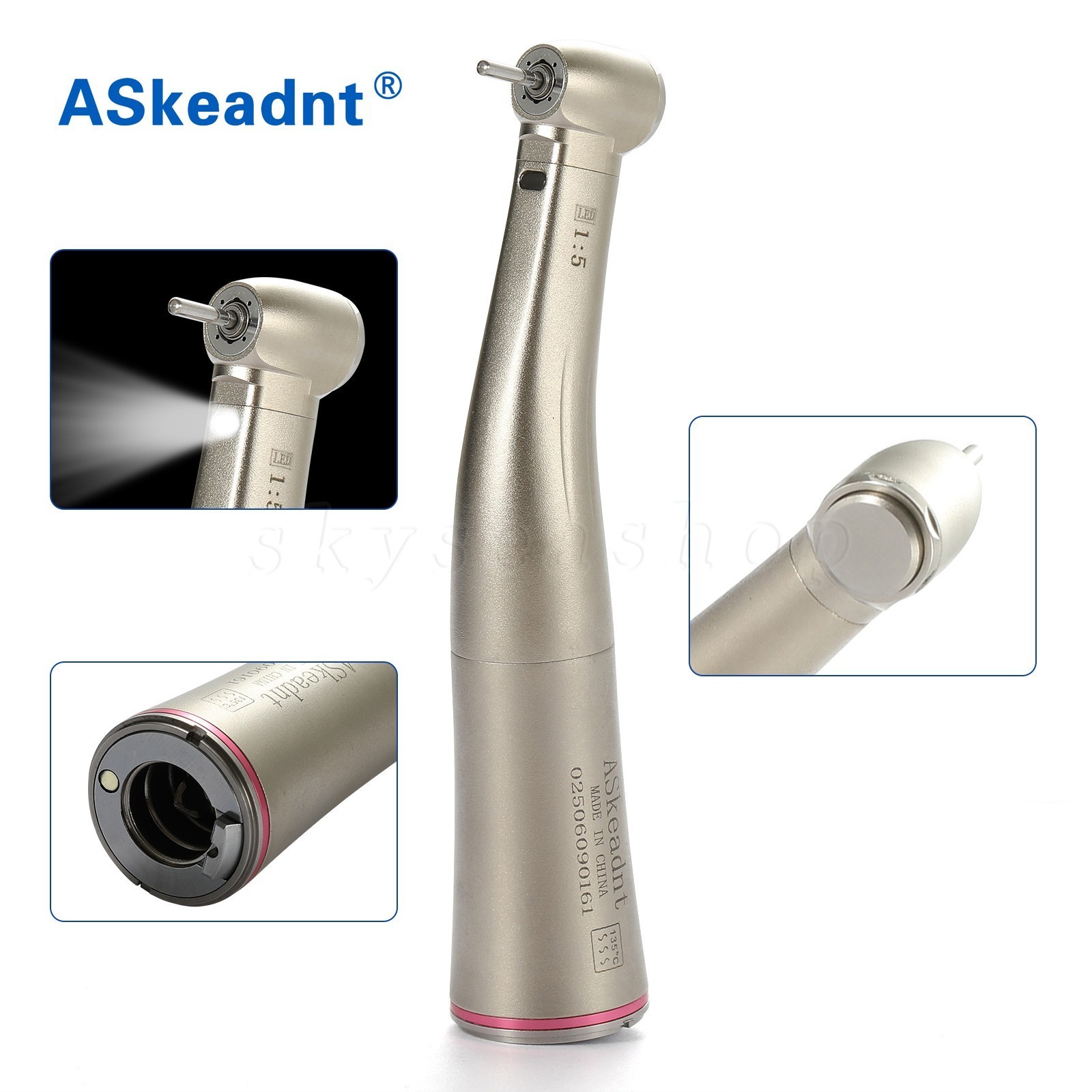 Dental 1:5 LED Fiber Optic Electric Handpiece Contra Angle / Cartridge Turbine