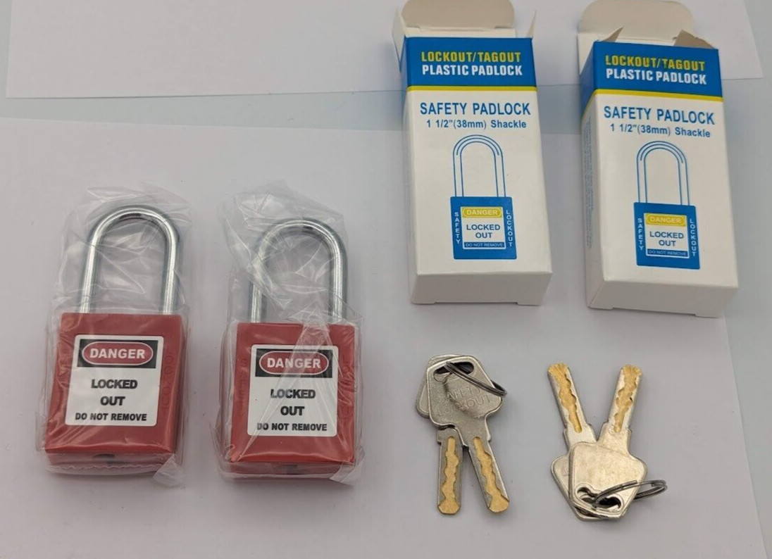 TWO-PACK 2X Lockout Tagout Safety Locks Padlock,2 Keys Per Lock (2 Locks 4 Keys)