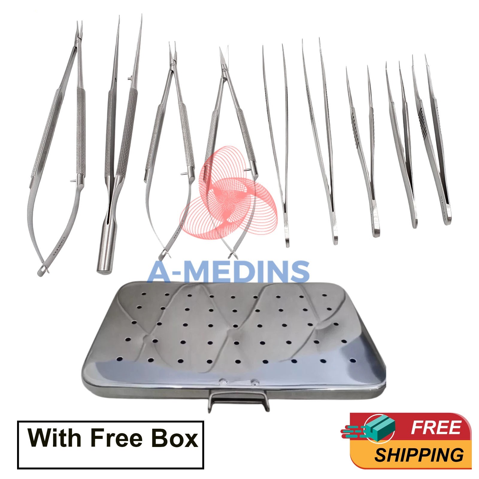 Micro Surgical Instruments Set Micro Surgery Set with free stainless steel box