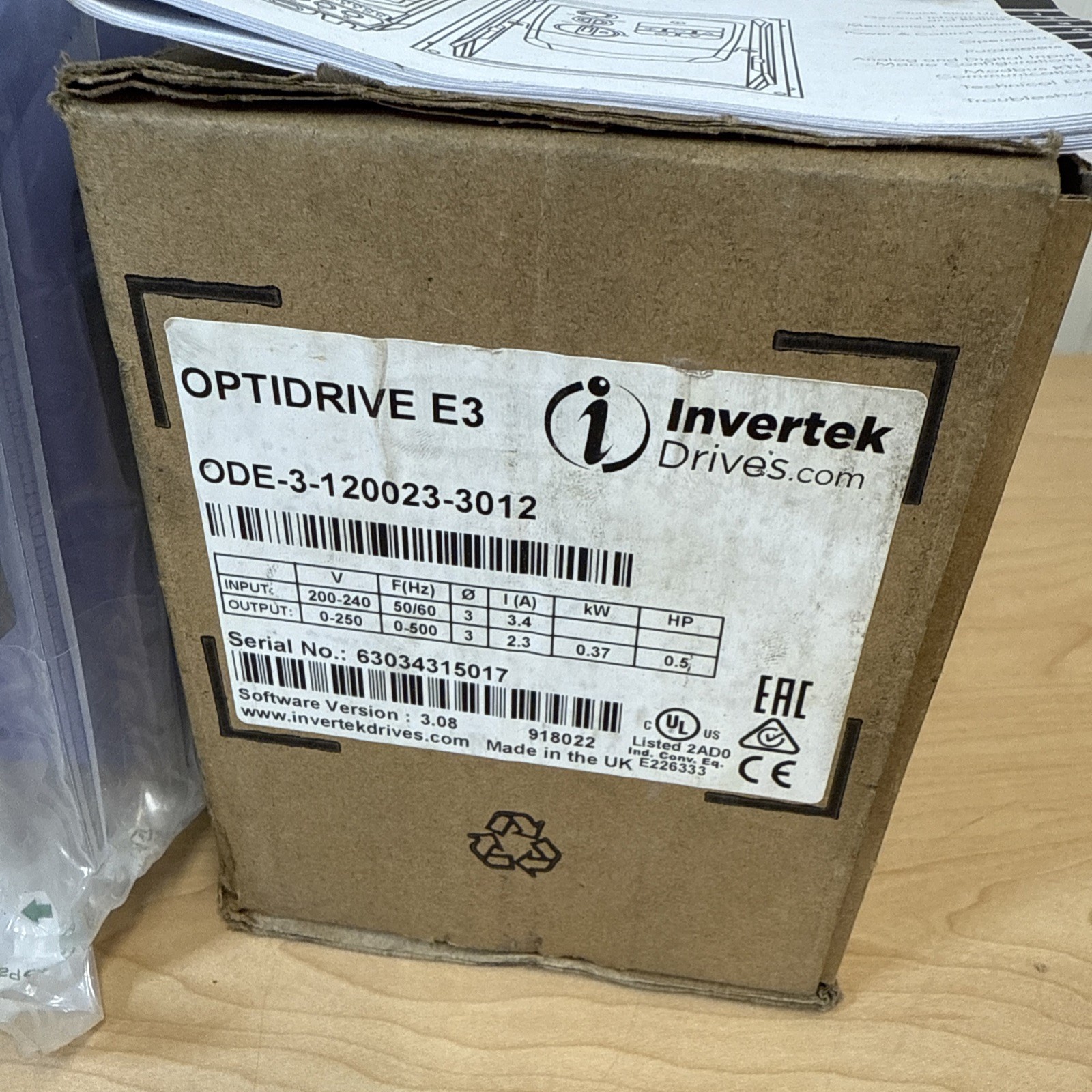 NEW! Invertek ODE-3-120023-3012 VFD Optidrive Variable Frequency Drive – Sealed!