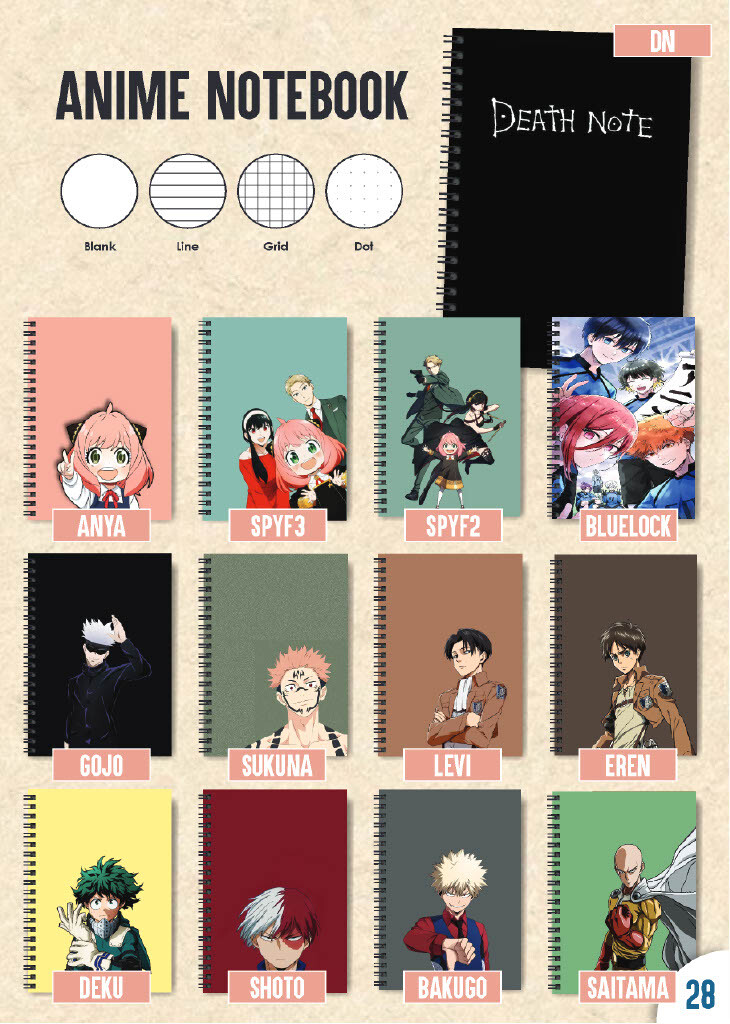 A5 Notebook Sidebind Anime Design Cardcover Book Lined Journal School Office