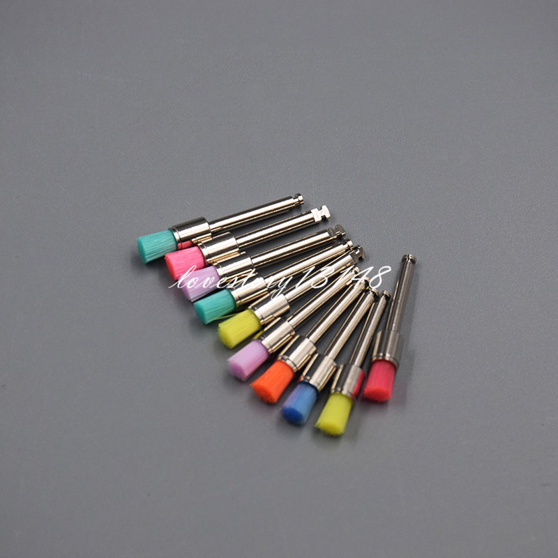 200Pc White Mixed Colors Nylon Flat Dental Polishing Polisher Brush Latch Prophy