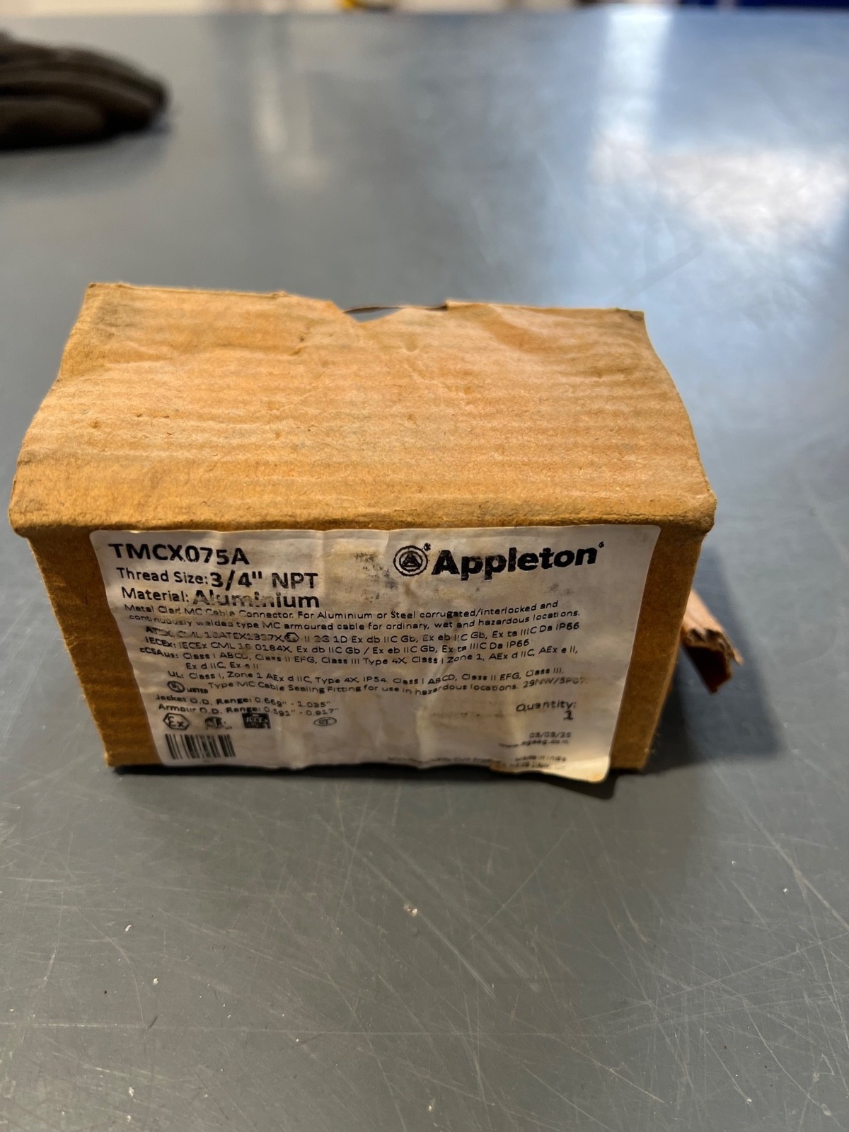 Appleton TMCX075A MC Cable Connector 3/4″ NPT Aluminum Class I Div 1 Ex NEW