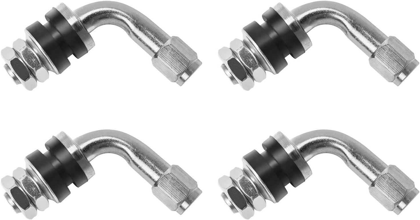 QWORK 4Pcs Tyre Valve Stem, 90 Degree Angled Bolt-in Valve Stems for Car
