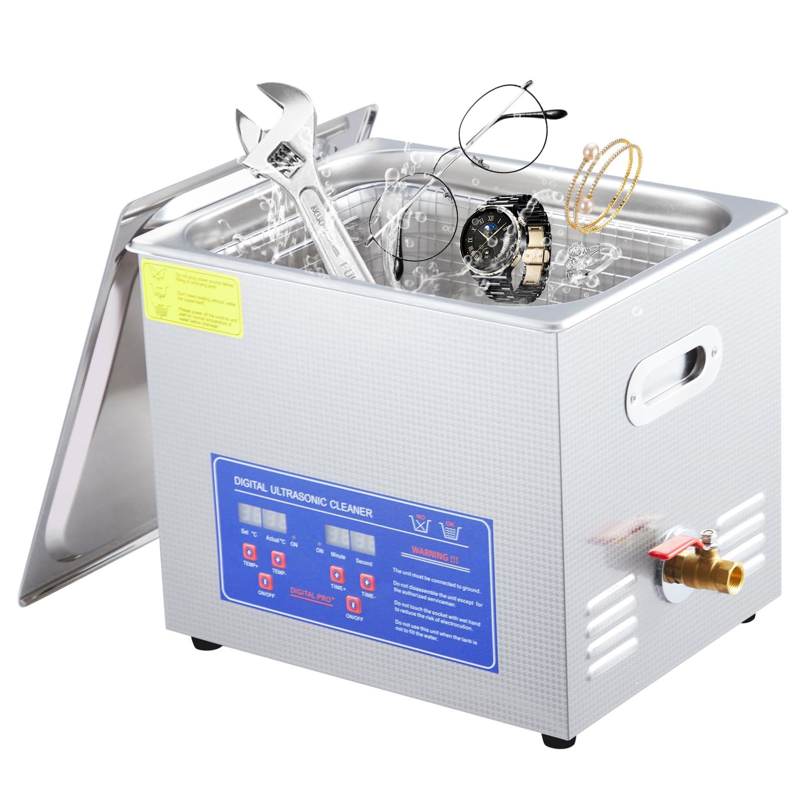 10L Ultrasonic – 240W, 40kHz, Digital Timer & Heater, Heavy-Duty Lab Cleaner