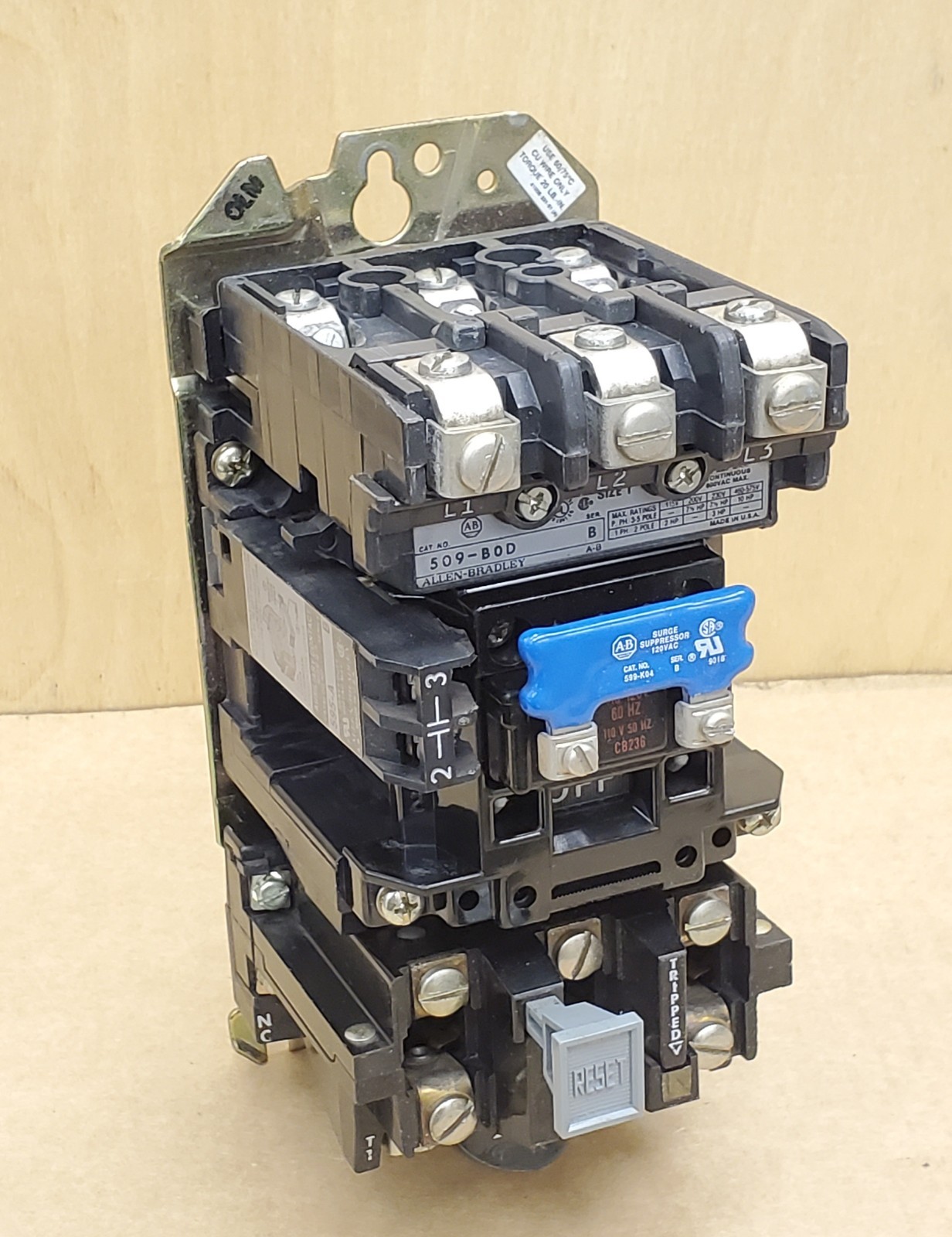 Allen-Bradley 509-BOD Ser B Motor Starter w/ 120VAC Coil rated 10HP @ 480VAC NEW
