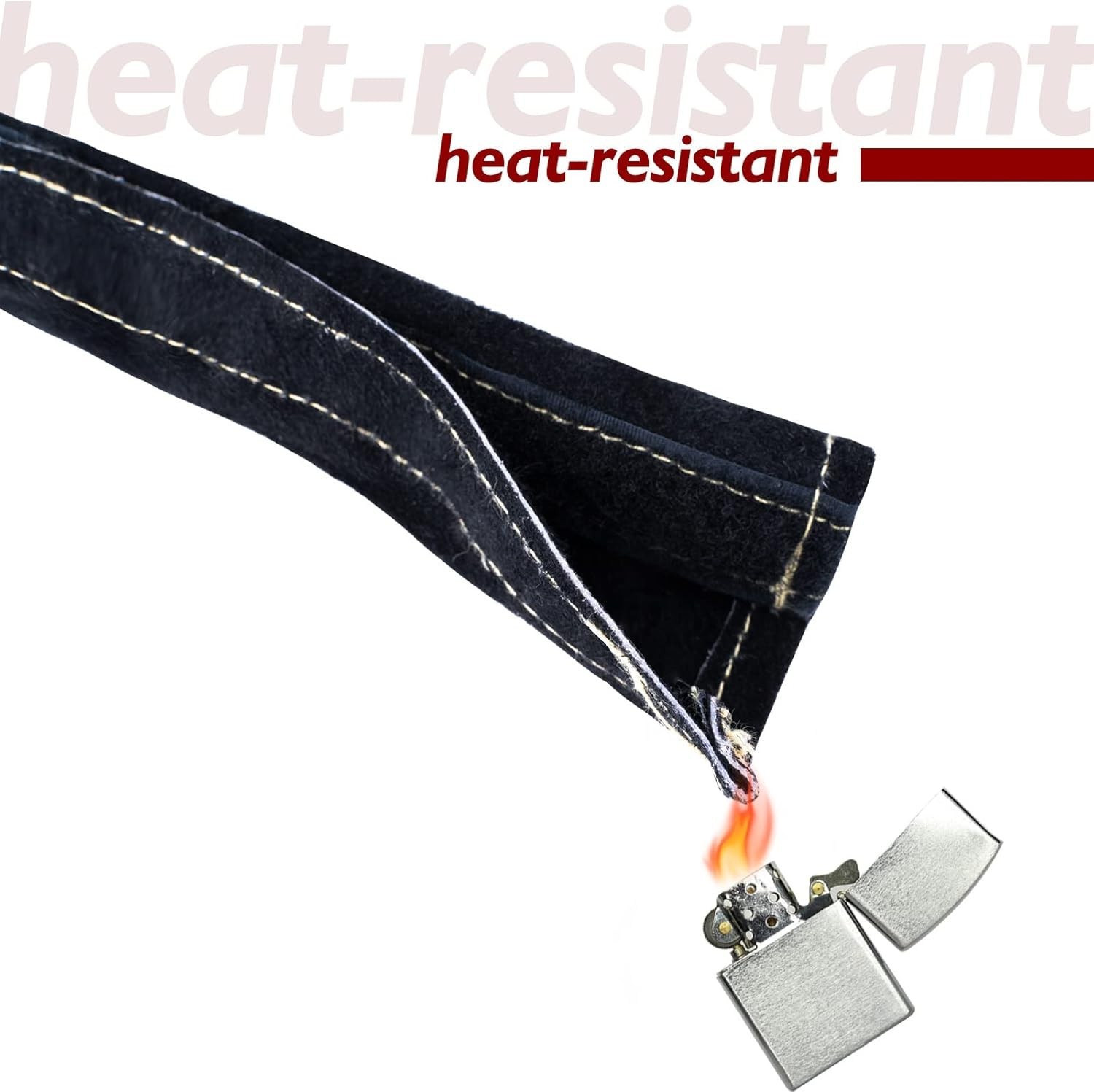 TIG Welding Torch Cable Cover Flame Resistant Leather Black Cover 7.6M (25FT)
