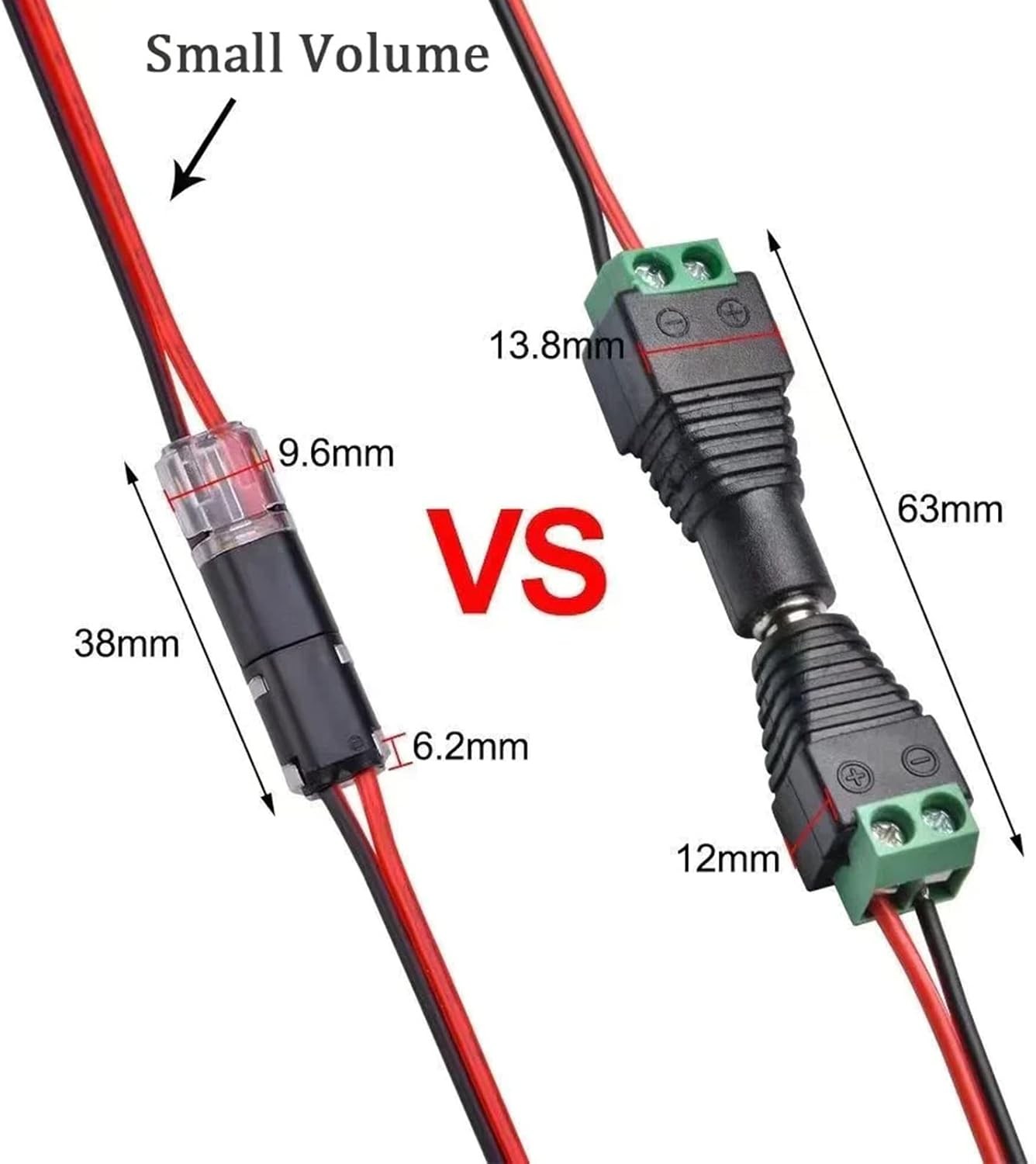 2 Pin Double Wire Plug in Connector, Low Voltage Wire Connectors (20/50 Pcs)