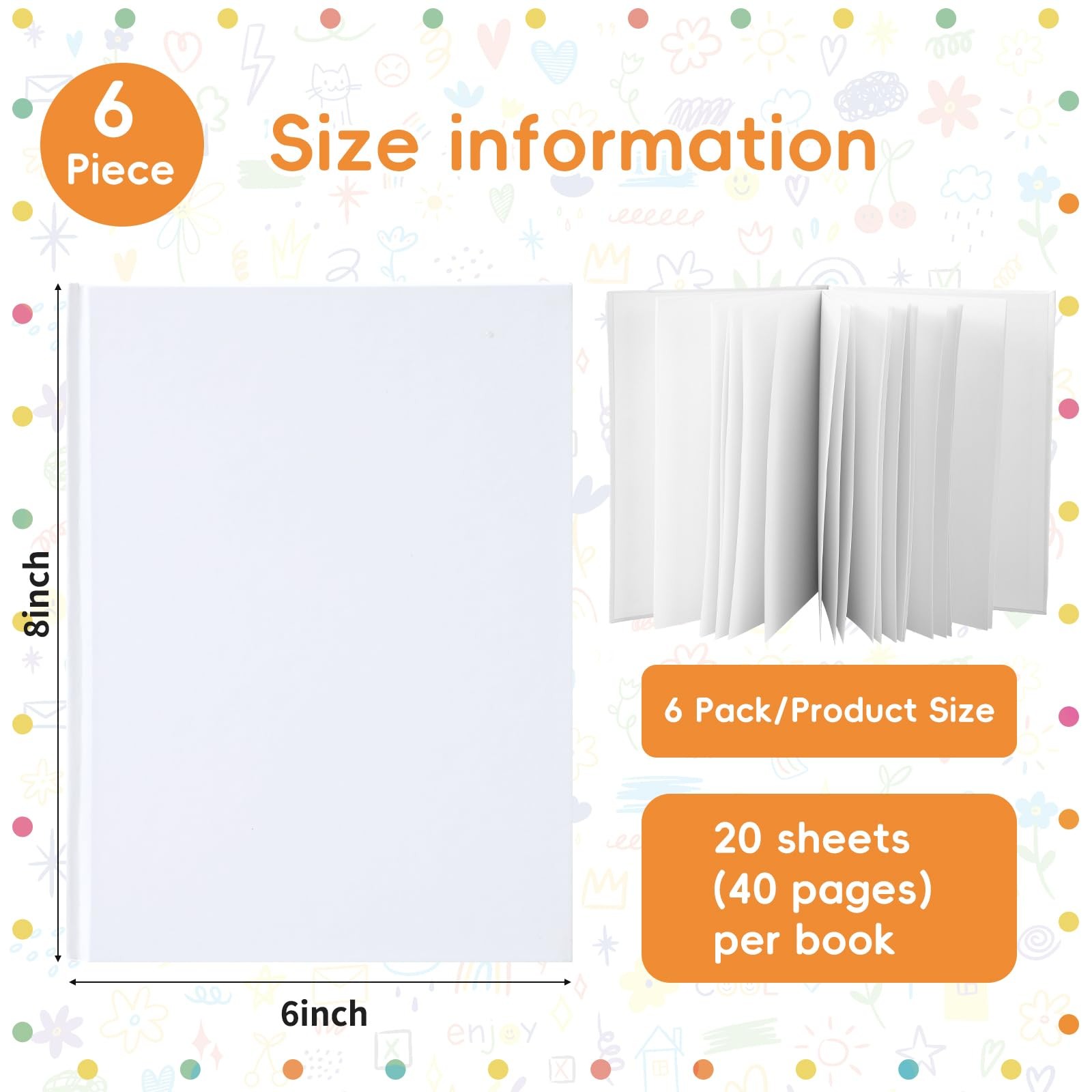 6 Pack White Hardcover Blank Book 6×8 Inch, 40 Pages Hardcover Blank Book for…