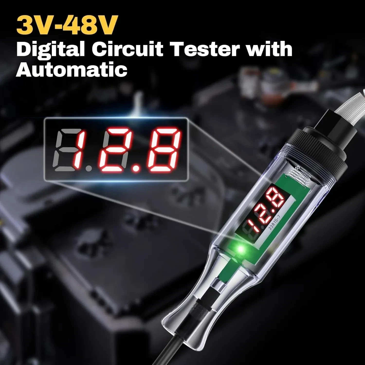 Pack-1 Automotive Test Light Digital LED Circuit Tester, DC 3V/6V/12V/24V