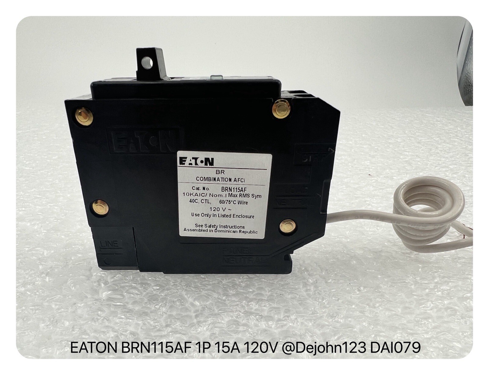 BRN115AF ~ Eaton BRN115AF 15A 1P 120/240V 10 kAIC Combination AFCI ~ Surplus