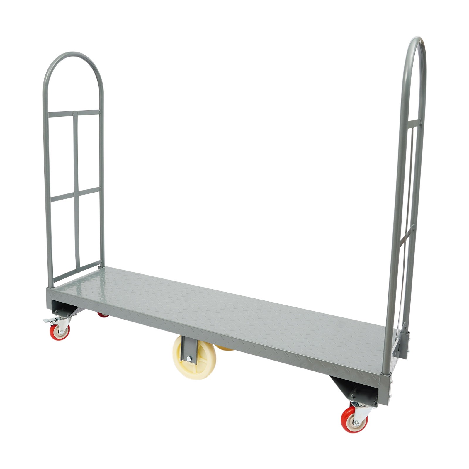 Q235 Steel U-boat Platform Dolly Warehouse Shipping Manual Cart Load 2000lb Grey