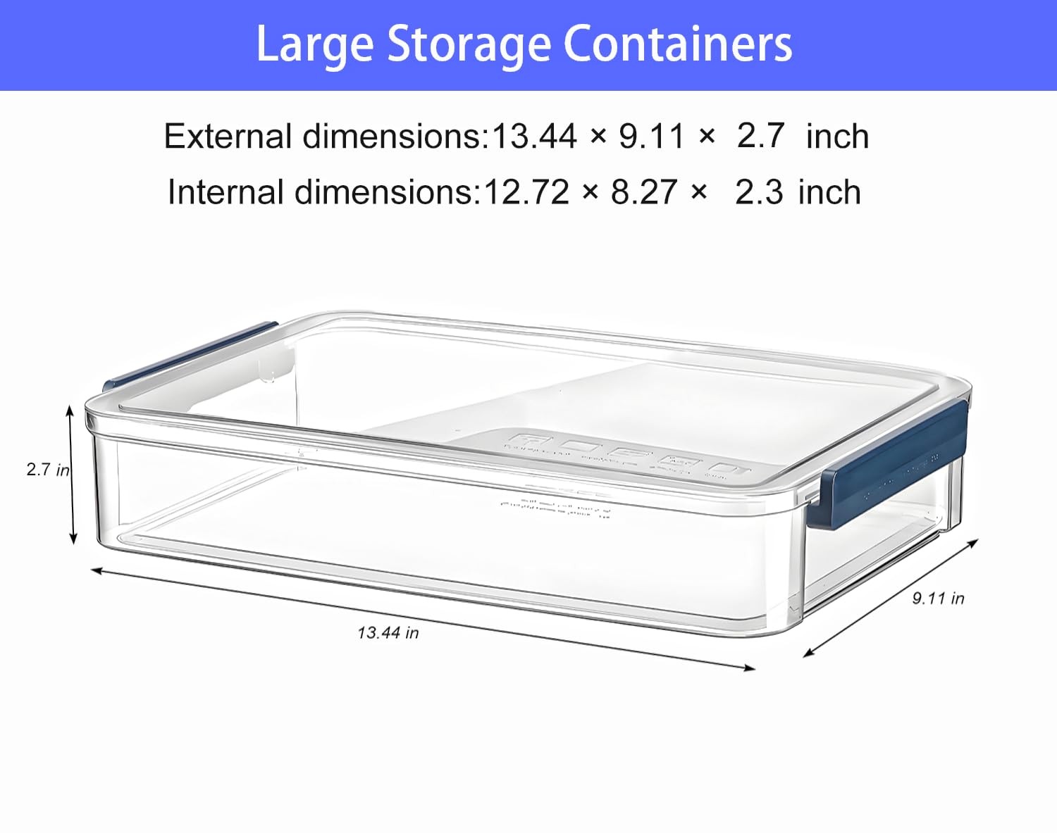 2 PCS Plastic Portable Project Case Clear Stackable Storage Box A4 Blue Latch
