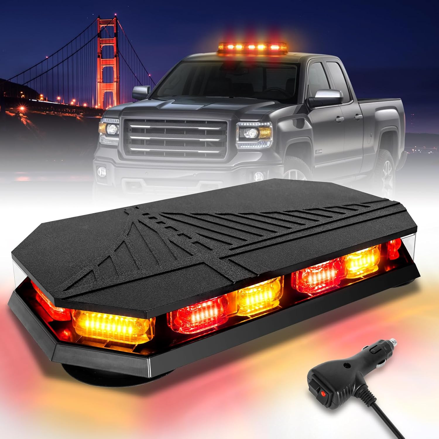 406D Rooftop Emergency Strobe Lights Bar 102 LED Amber Green Mini Beacon Safety
