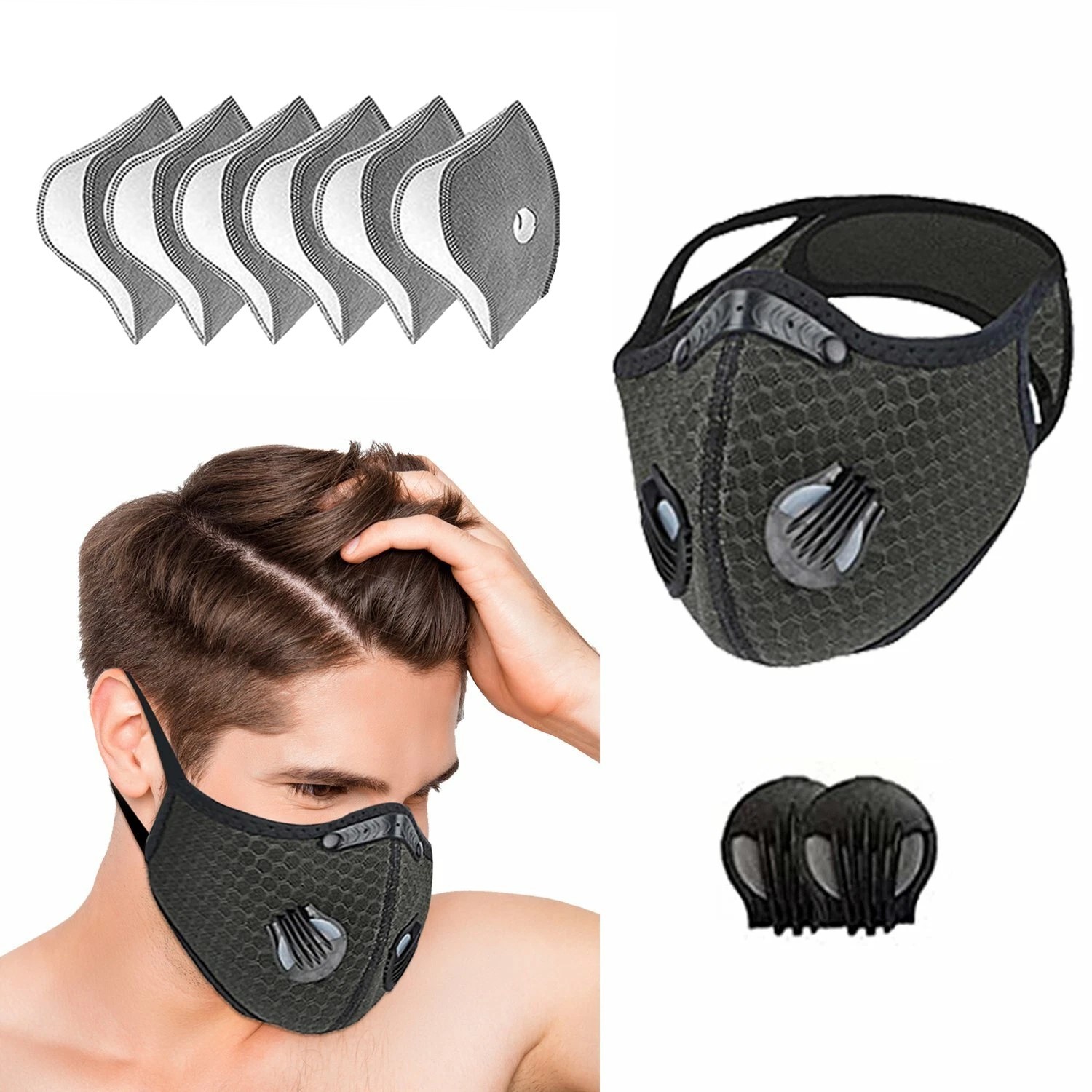 Half Face Cover Respirator Reusable Face Mask Filters Sports Worksite Facepiece