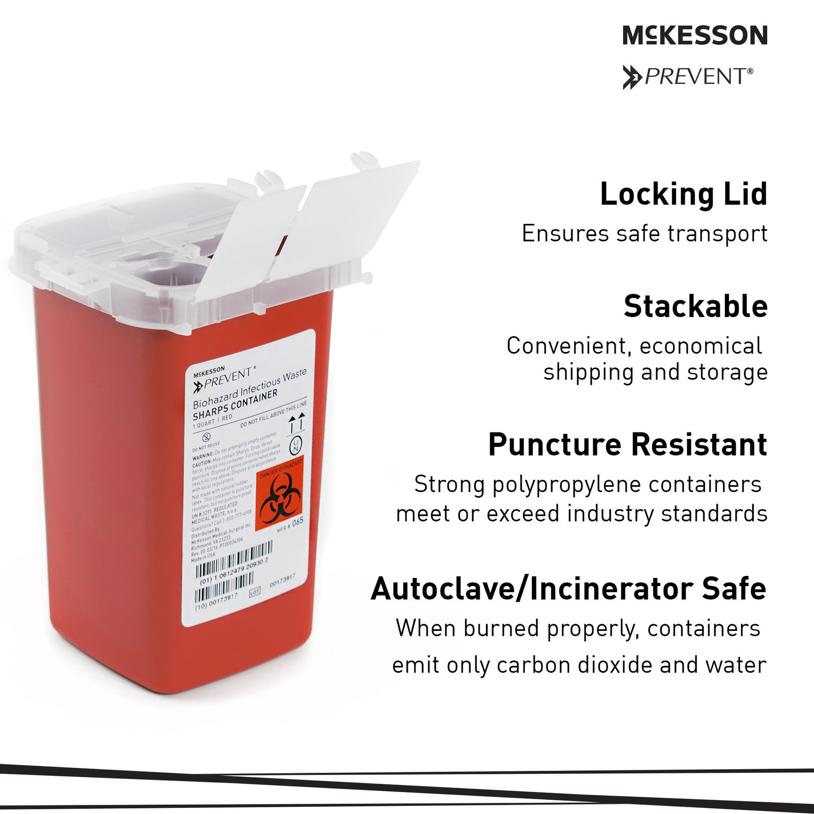 McKesson Prevent Sharps Container 0.25 gal. Vertical Entry