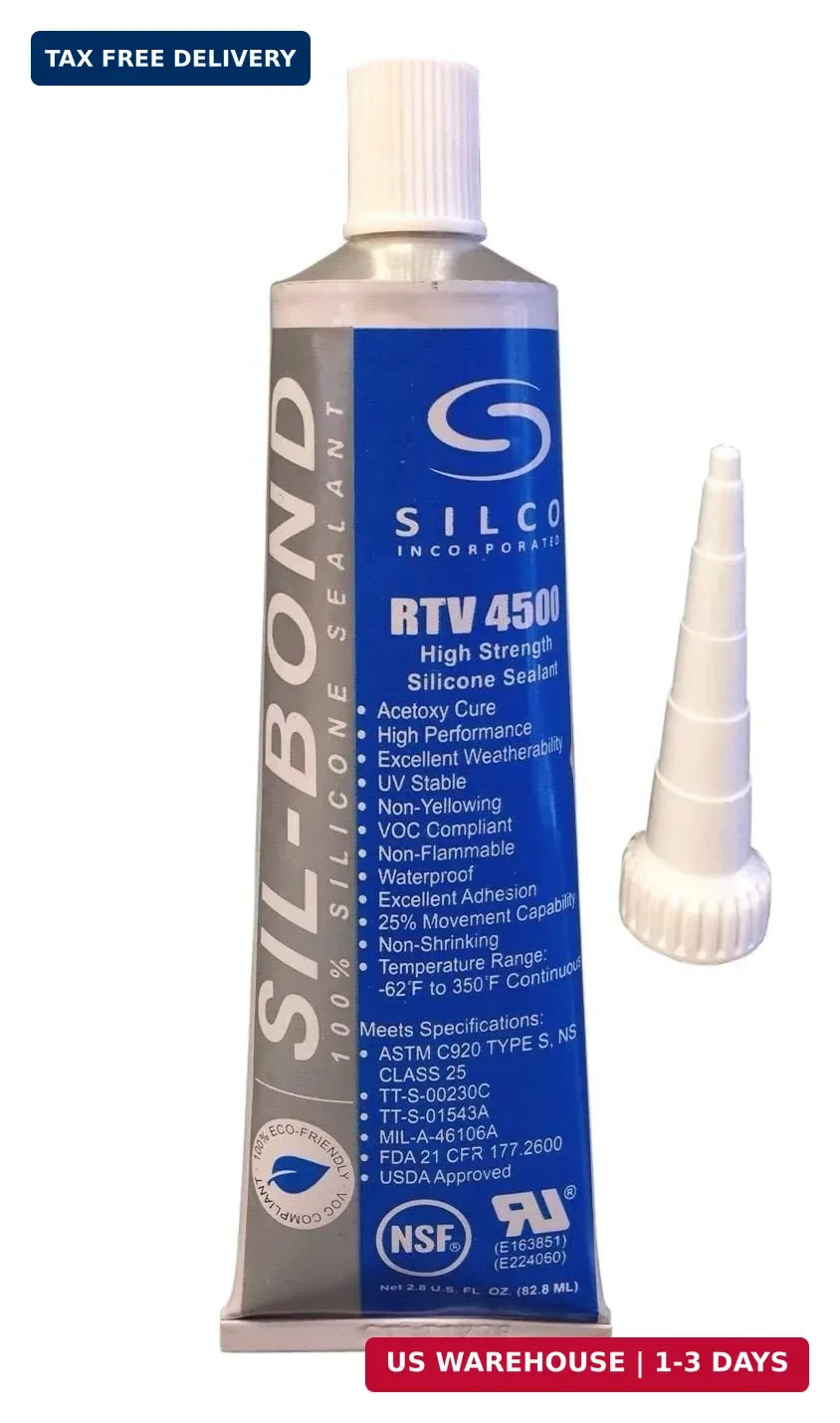 Silicone RTV 4500 Food Contact Safe High Strength Silicone Sealant, Clear (2.8 F
