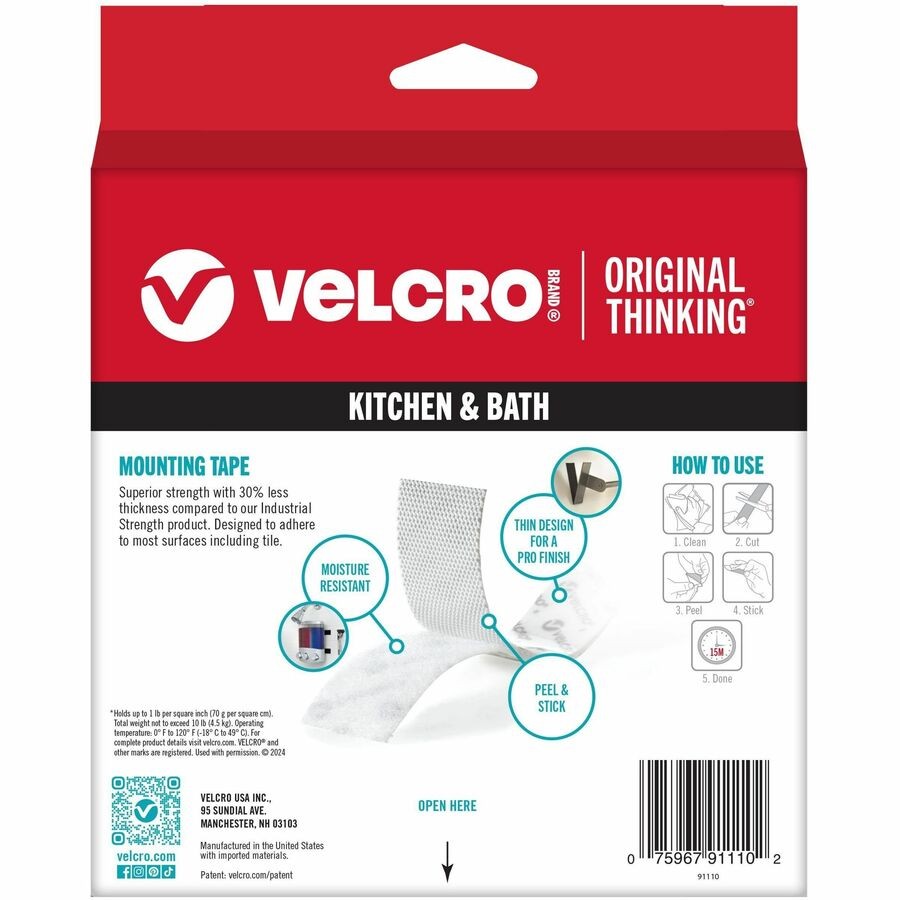 Velcro VEK91110 Ultra-mate Hook & Loop Fastener 1″ x 10ft White