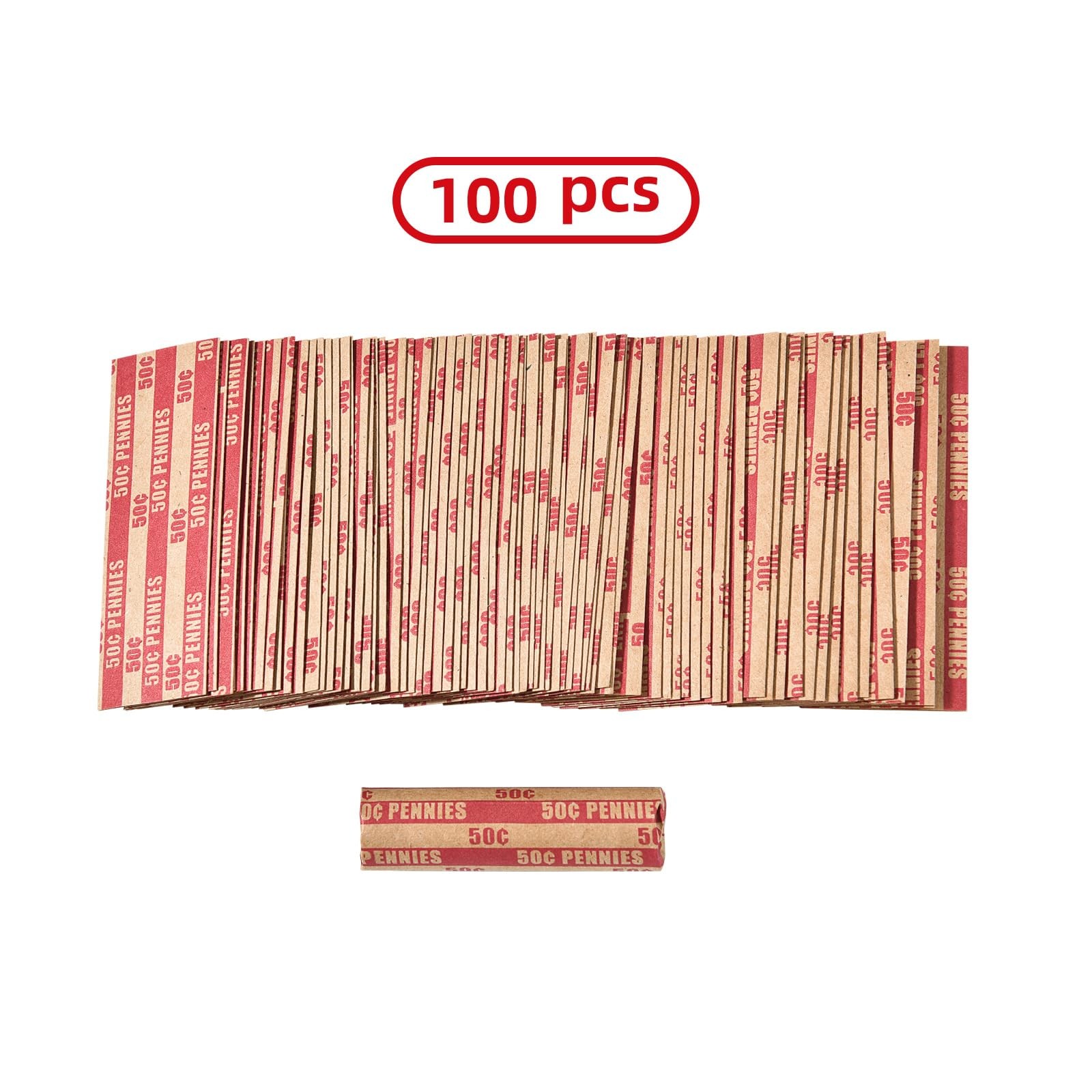 Sumerfnt Penny Coin Wrappers Pennies 1 Count (Pack of 100), Red Penny-100pcs