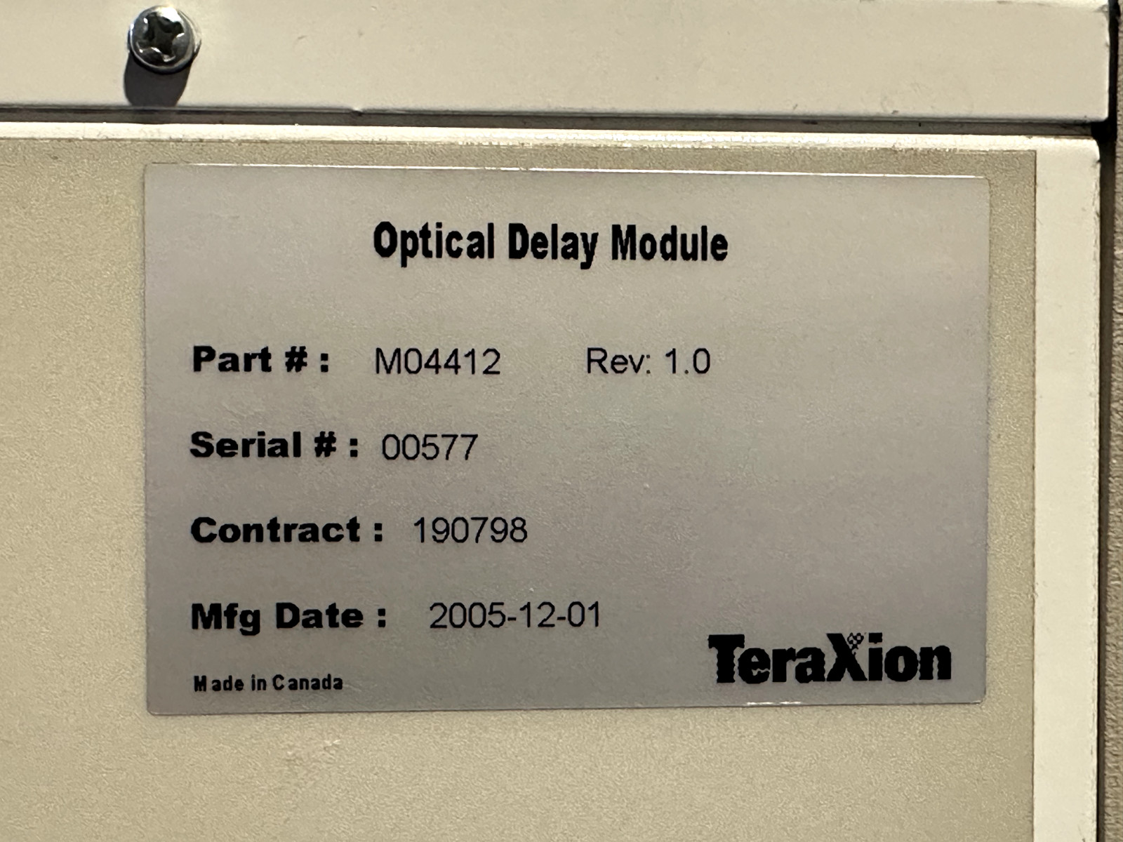 Optical Delay Module – TeraXion, 25 km SMF-28e® P Fiber FC connectors (Tested)
