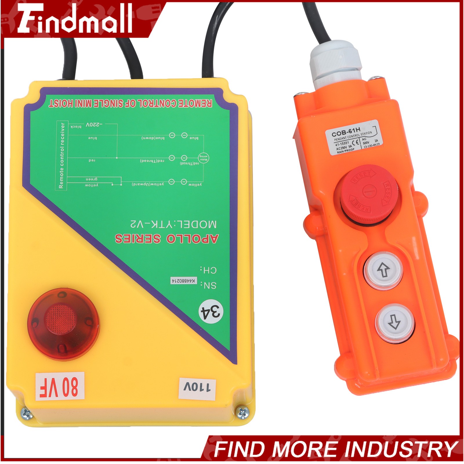 Findmall 1320 lbs 110V Mini Electric Hoist 328 ft Wireless & 14 ft Wired Remote