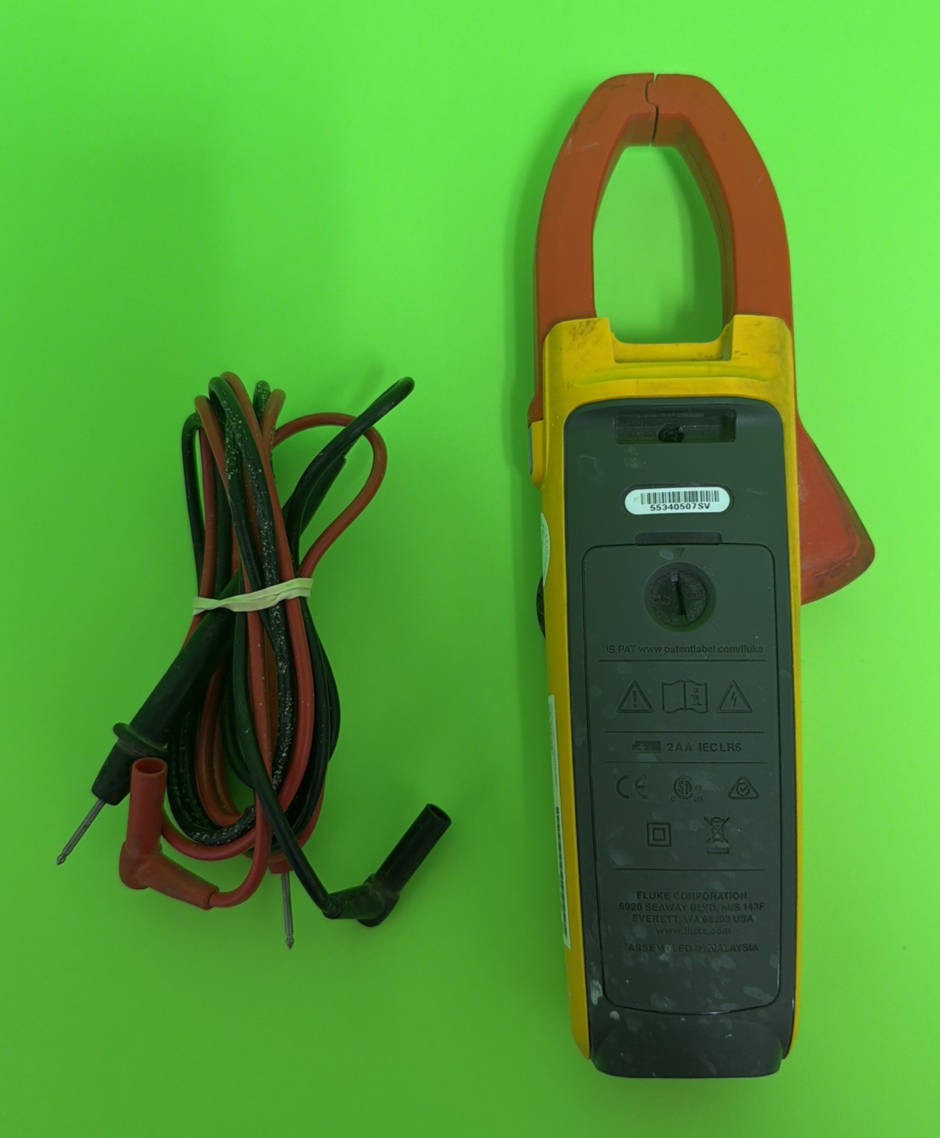 Fluke 375 FC True-RMS Gray Yellow AC/DC Clamp Meter With Leads**FREE SHIPPING**
