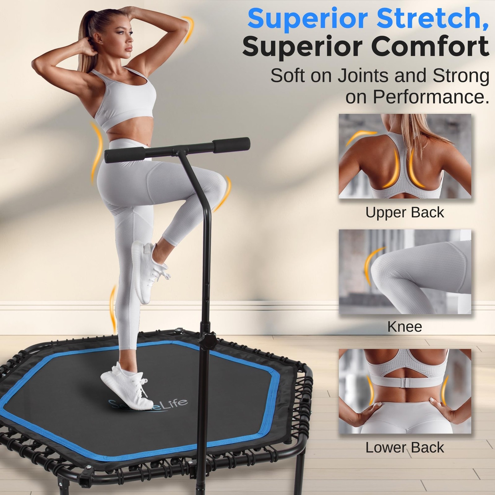 SereneLife 40″/50″ Mini Trampoline for Adults – 450/550LBS Fitness Trampoline…