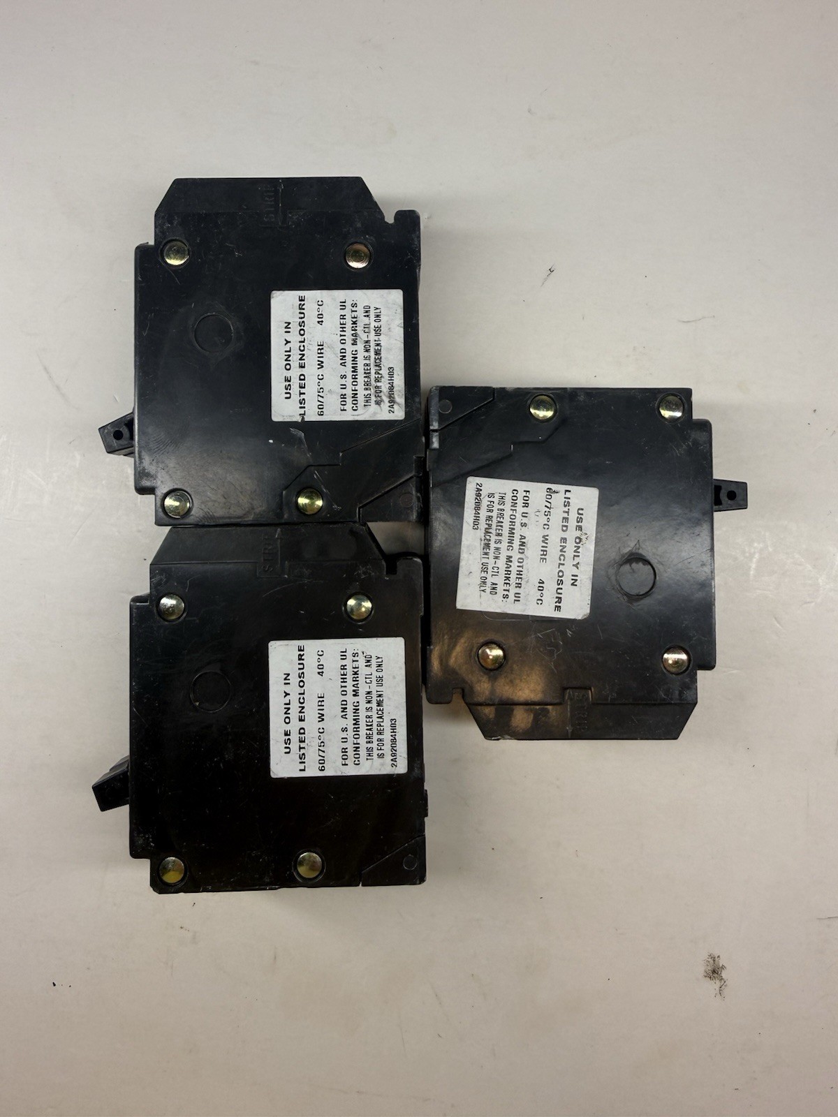 Lot of 3 Eaton BR2020 20 Amp 2 Pole Circuit Breakers