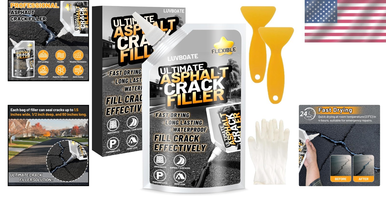 Asphalt Crack Filler 24.7oz Self Leveling Waterproof Driveway Sealant