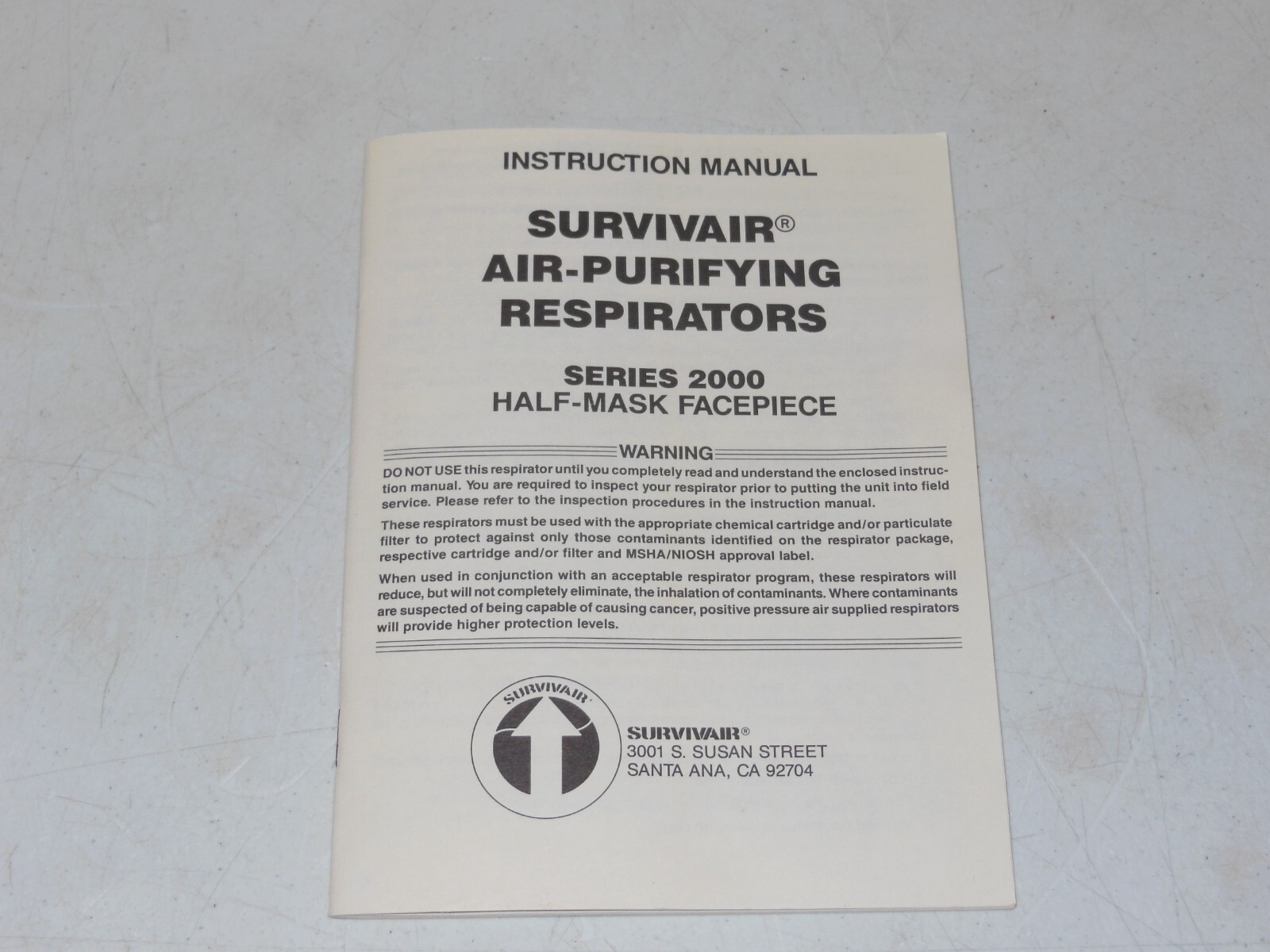 Lot of 2 Survivair 1093-00 Organic Vapor/Acid Filter Cartridges for Series 2000
