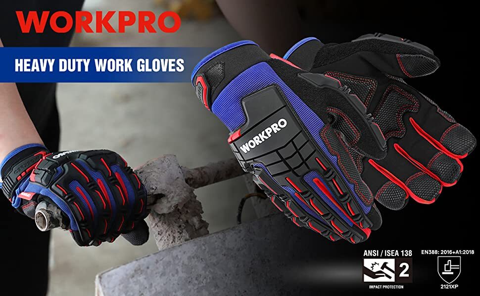 WORKPRO Heavy Duty Work Gloves w/PVC Protection Synthetic Leather Wear-Resistant