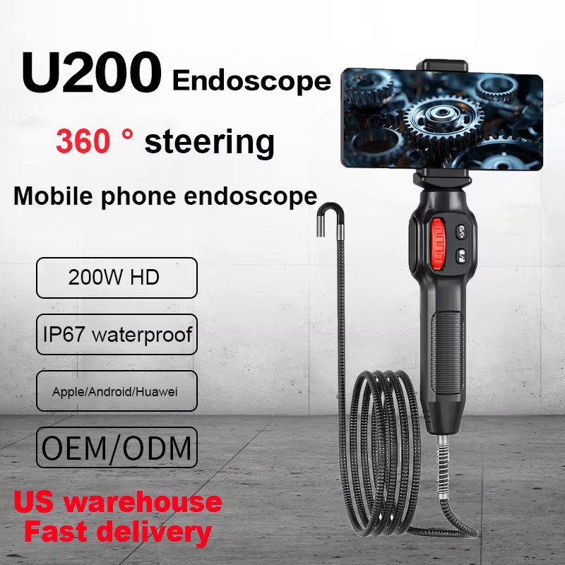 3.3ft Semi Rigid Endoscope 2-Way 180° Inspection Camera Articulating Borescope