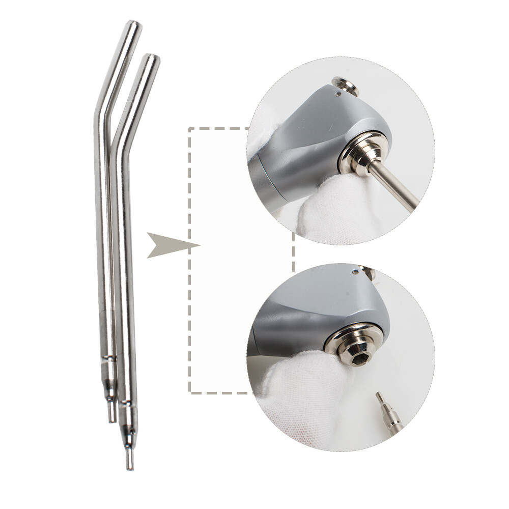 Dental 3 Way Air Water Syringe Triple Spray Handpiece with 2 Nozzles Tips Tubes