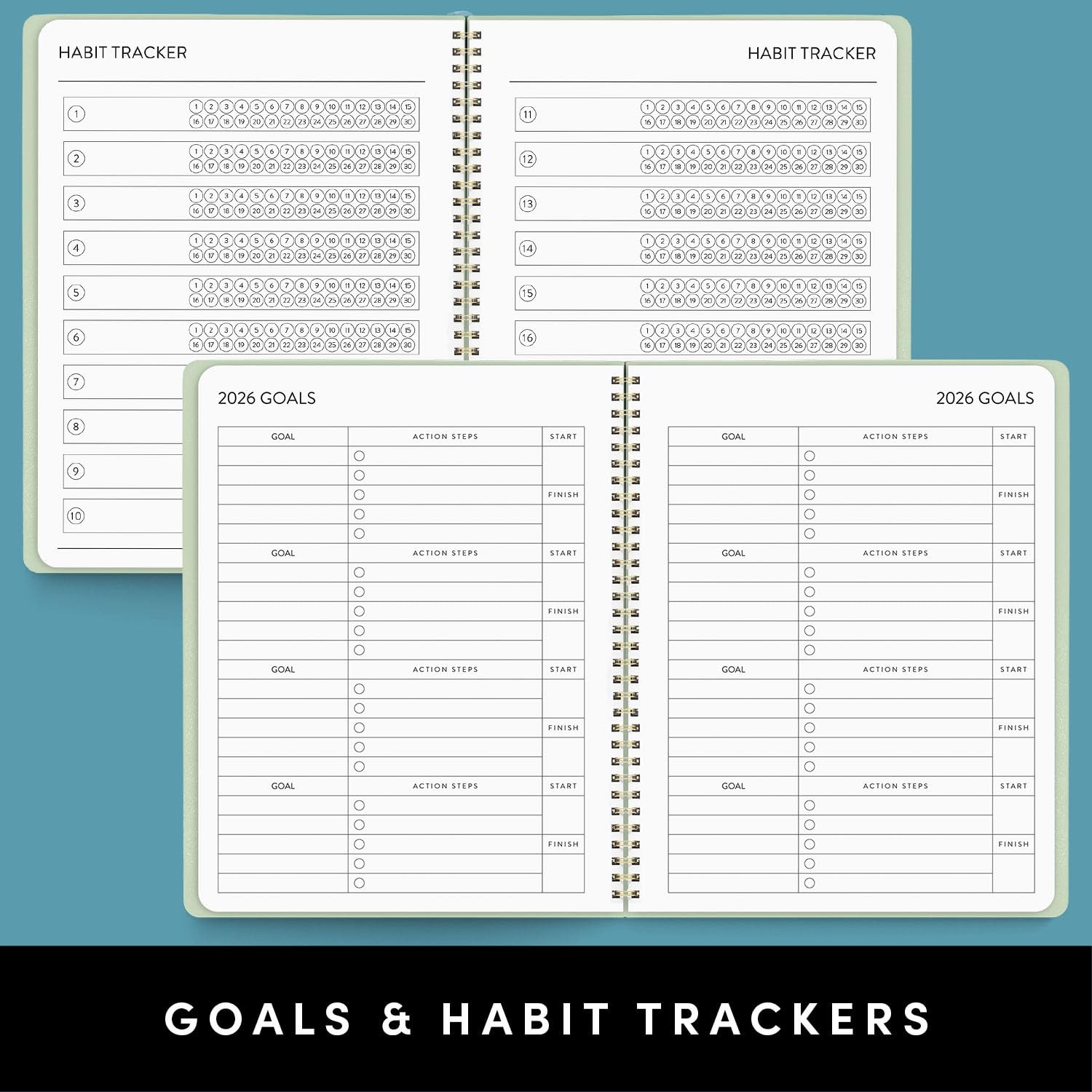 PAPERAGE 2 Year Monthly & Yearly Planner, 8.63 inches x 11 inches, Sage Green