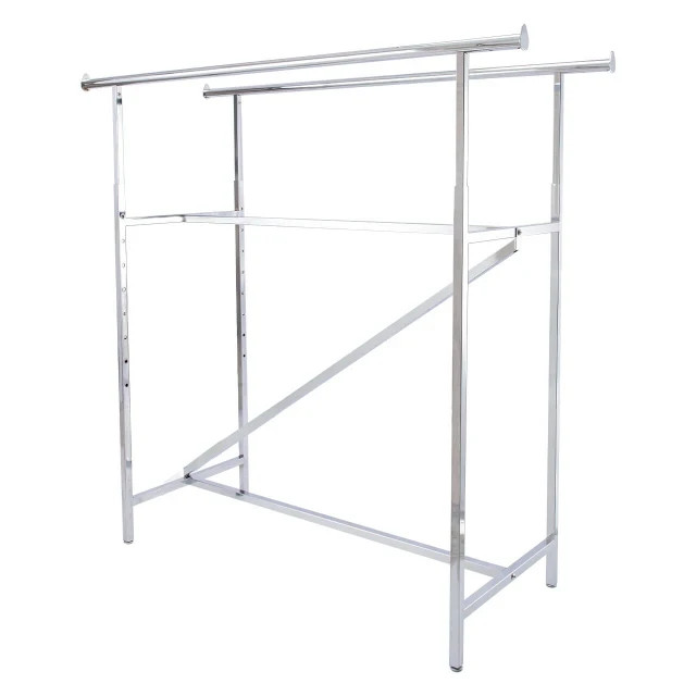 Clothing Rack Rolling Double Rail Bar Retail Clothes Salesman Garmet 300 LBS