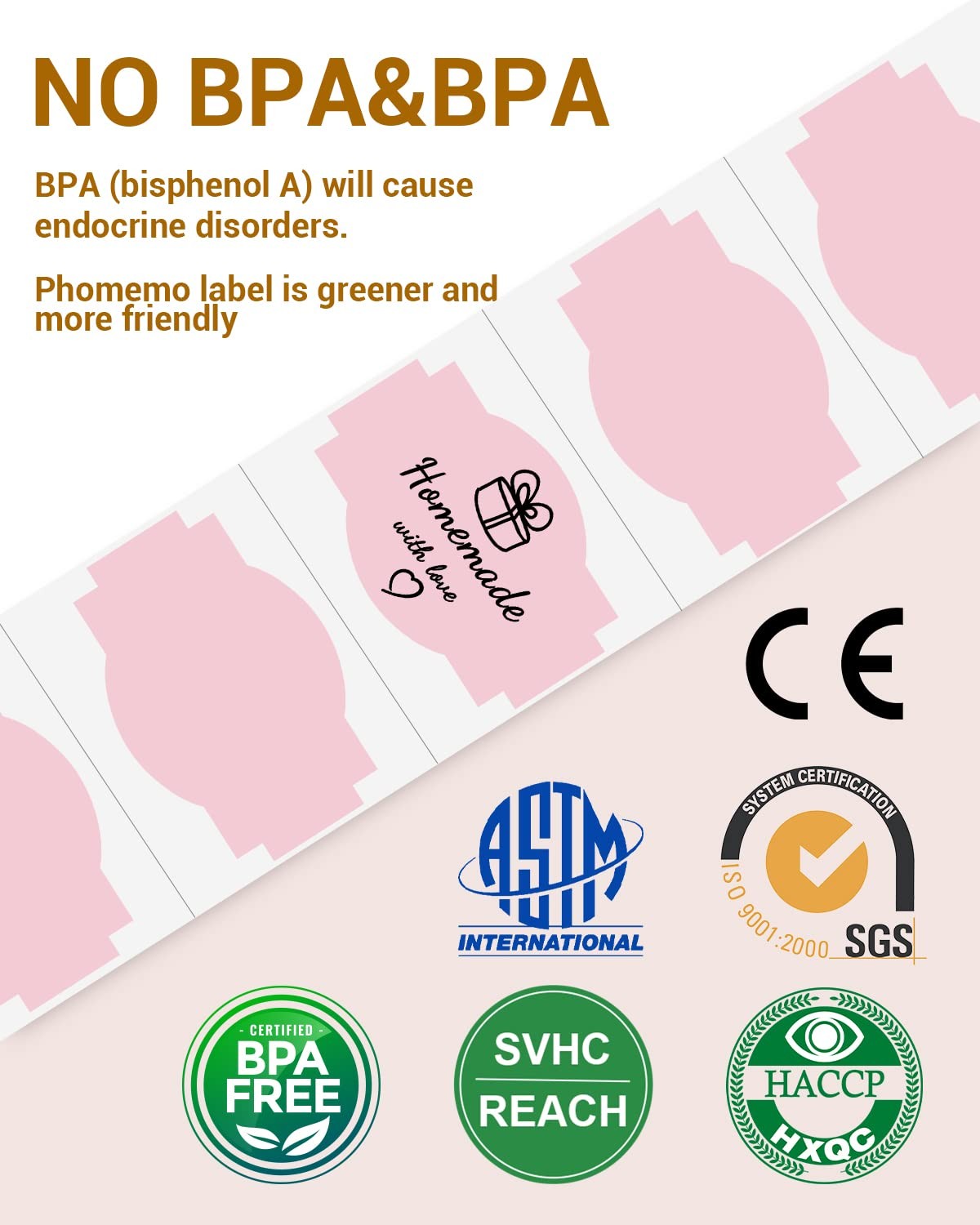 Phomemo Pink Thermal Labels for Shipping Label Printer 3”x2”-1,