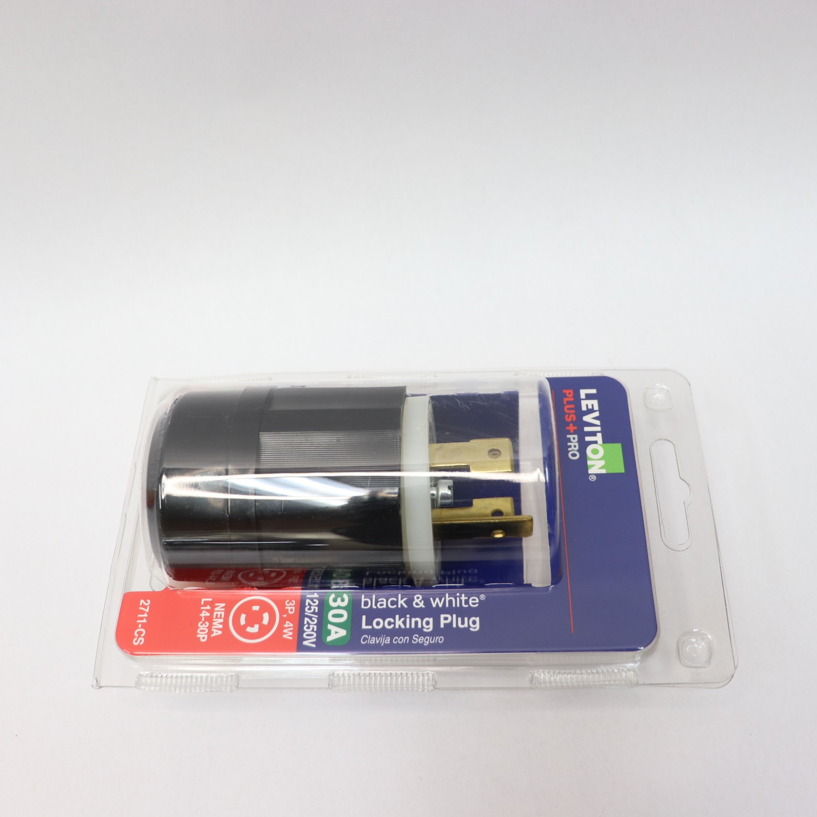 Leviton Twist Lock Plug 30A 14-8AWG 125/250V Black & White 02711-CS