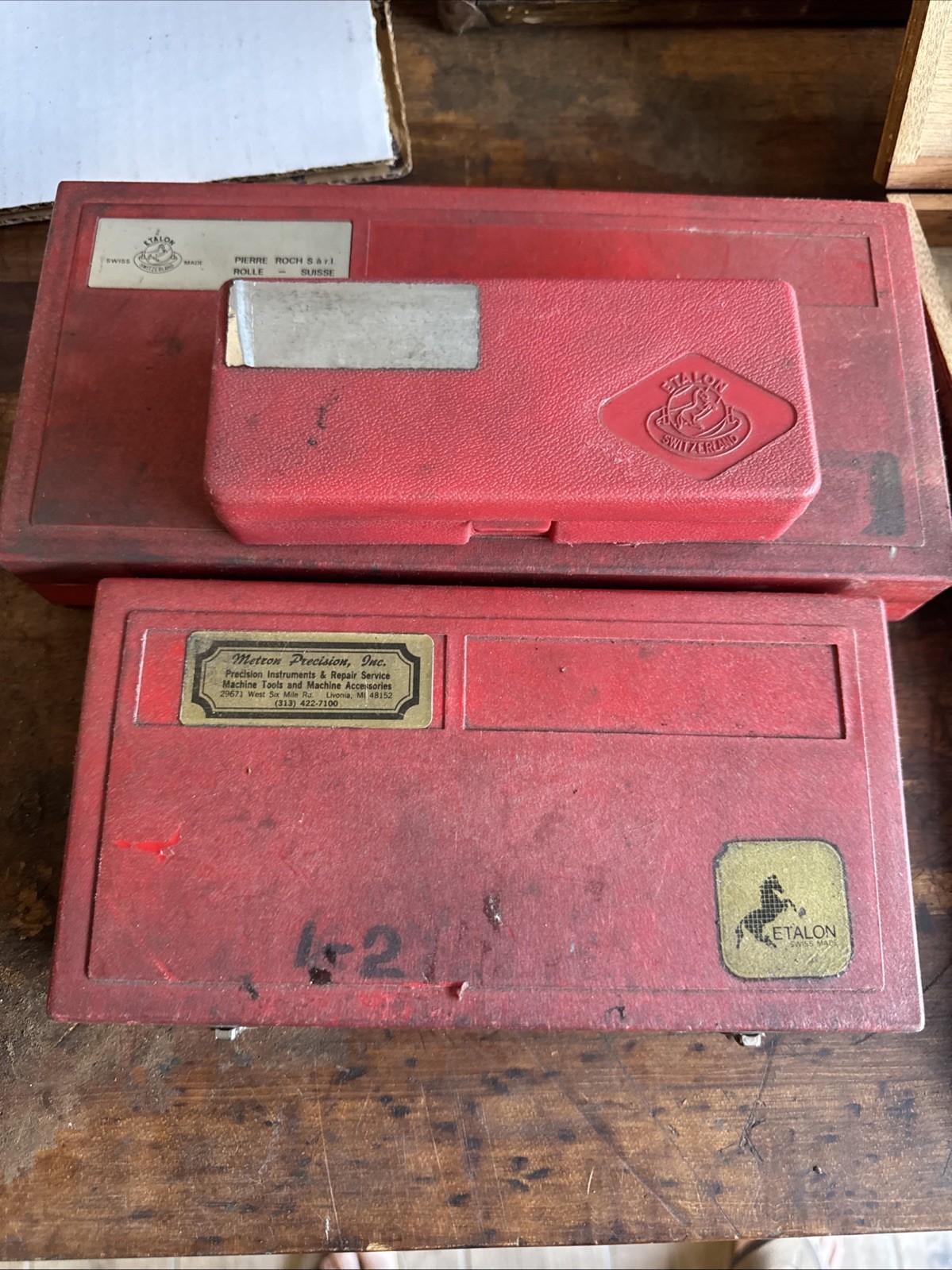 Etalon Switzerland Outside Micrometer Set 0-5” 0001″ w/ Cases A30