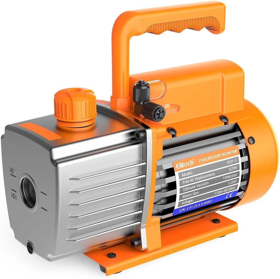 NVP-3 HVAC Vacuum Pump 3CFM 1/4HP Rotary Vane for HVAC & Refrigeration
