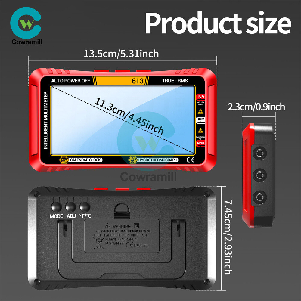 ANENG 612 613 AC/DC Digital Multimeter 4000Counts Calendar Temp Humidity Display