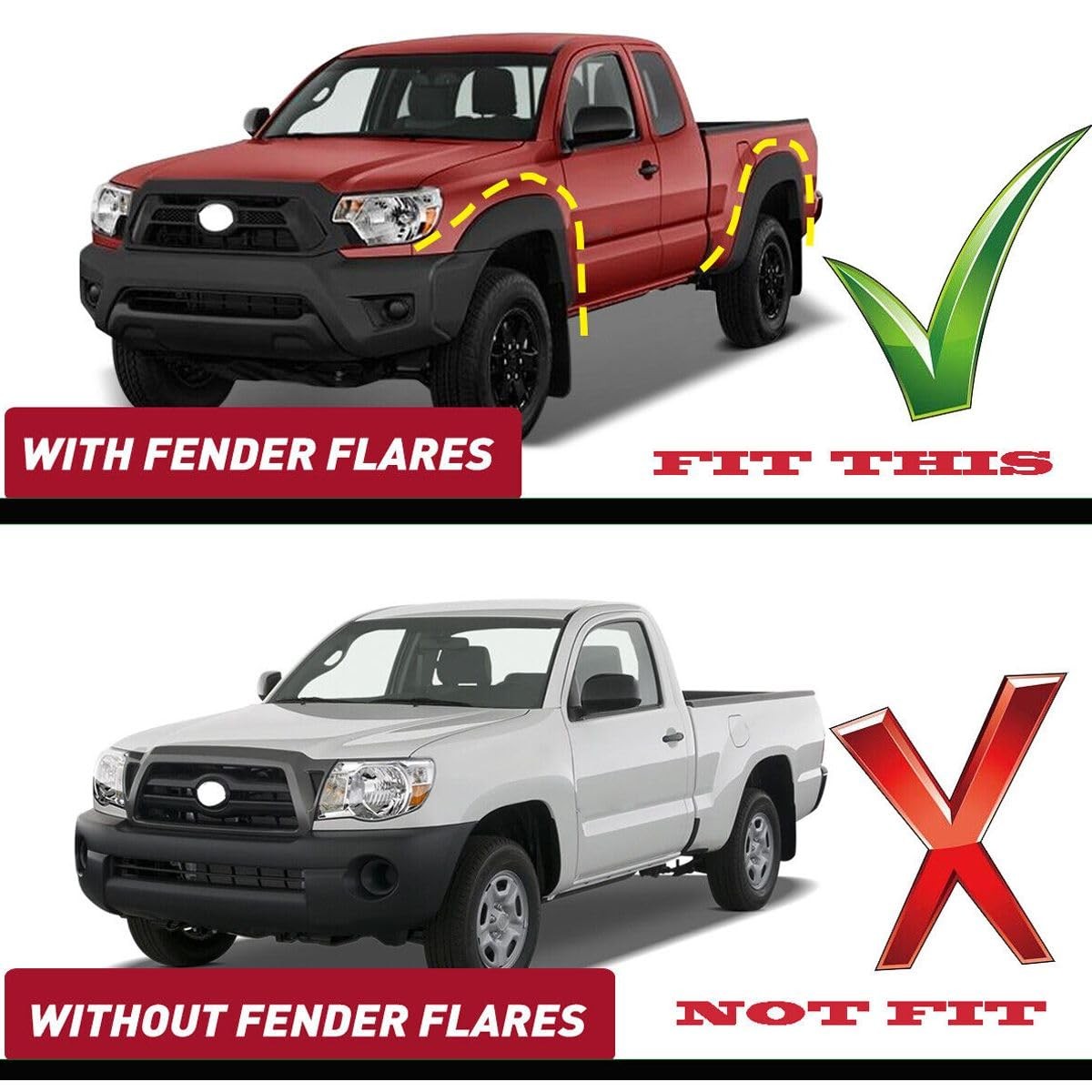 Front Rear Splash Guards Flaps with Fender Flares Heavy-Duty Black 03RSA2012ZBK