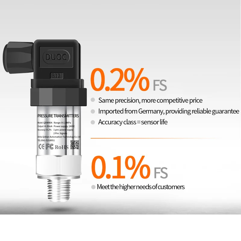 Pressure Sensor High Precision 0.5%FS G1/4 -1~600Bar 4-20mA 0-10V Transducer
