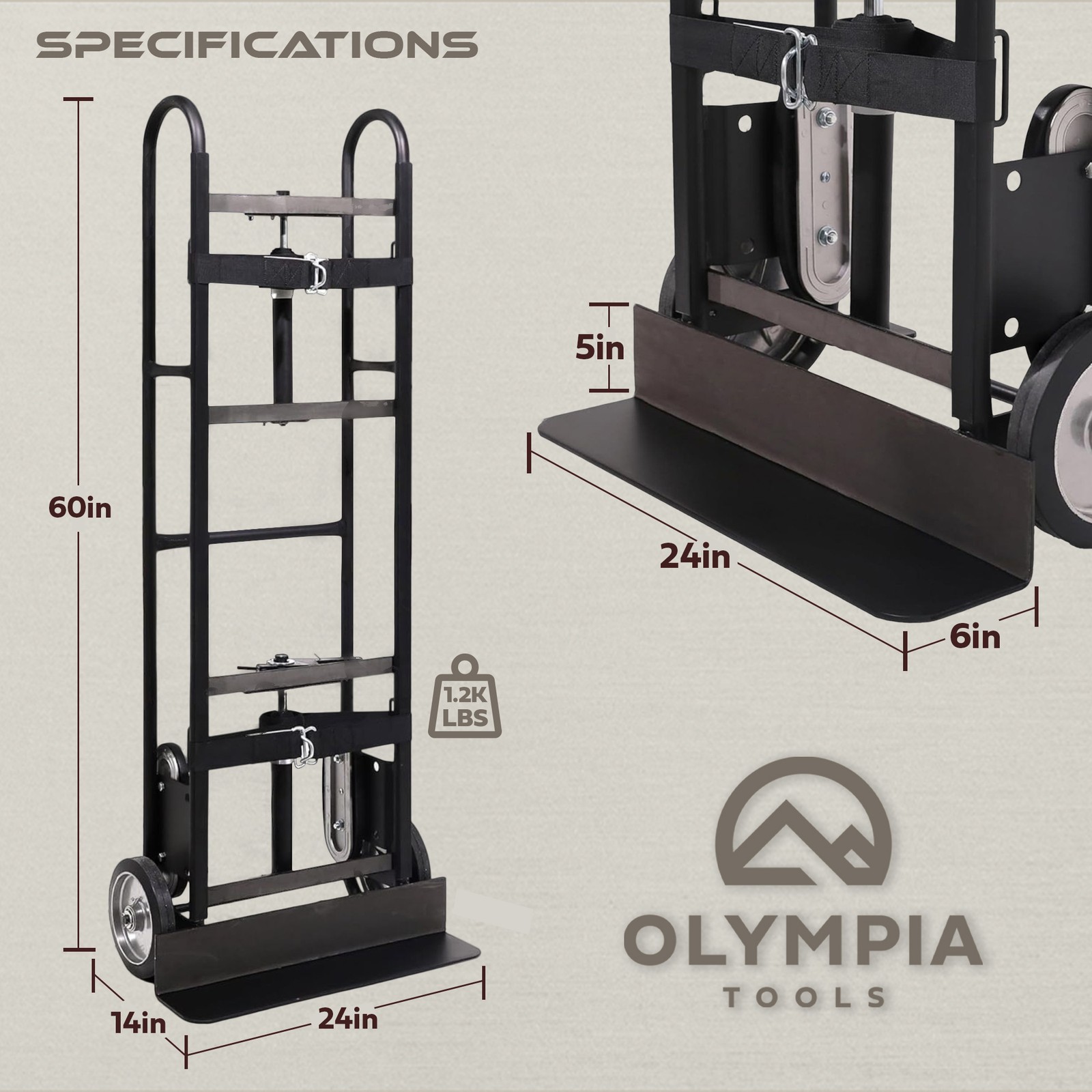 Olympia Tools 1200 Lb Appliance Hand Truck with Auto-Recoil Straps, Heavy Duty