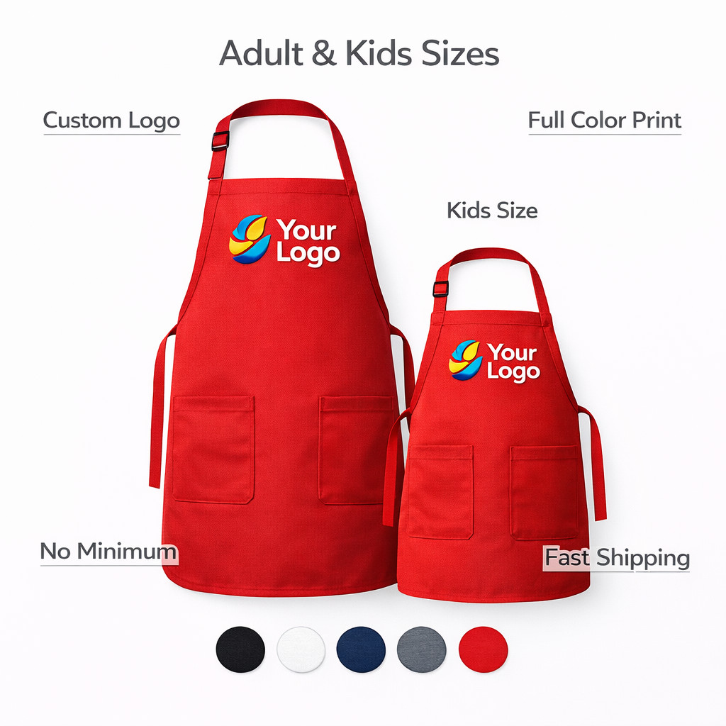 Personalized Apron with Logo – ADULT & KIDS – Family – Chef Apron No Minimum