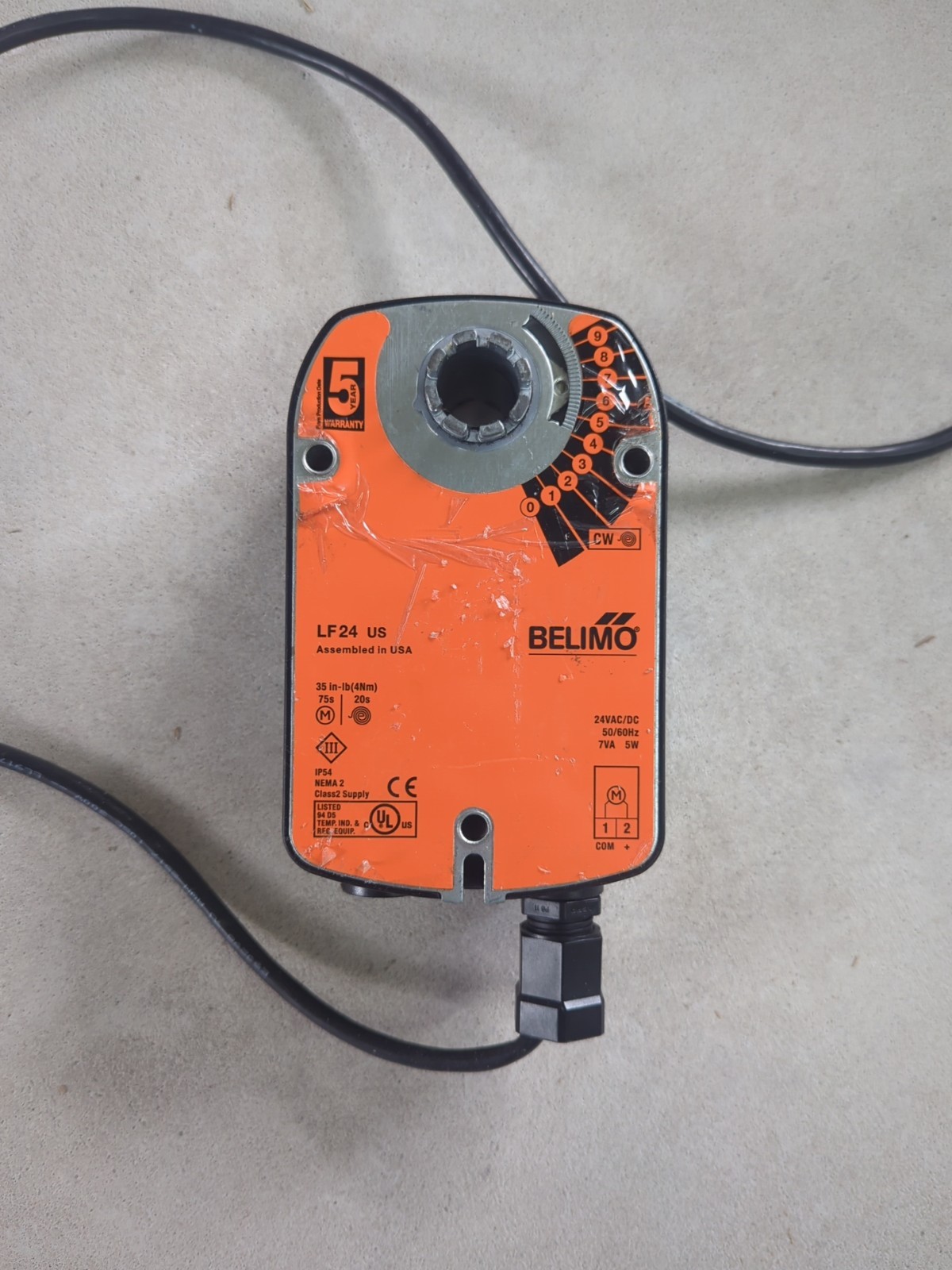 Belimo LF24 US Damper Actuator 24V 35 in-lb Spring Return Fail-Safe On/Off Used