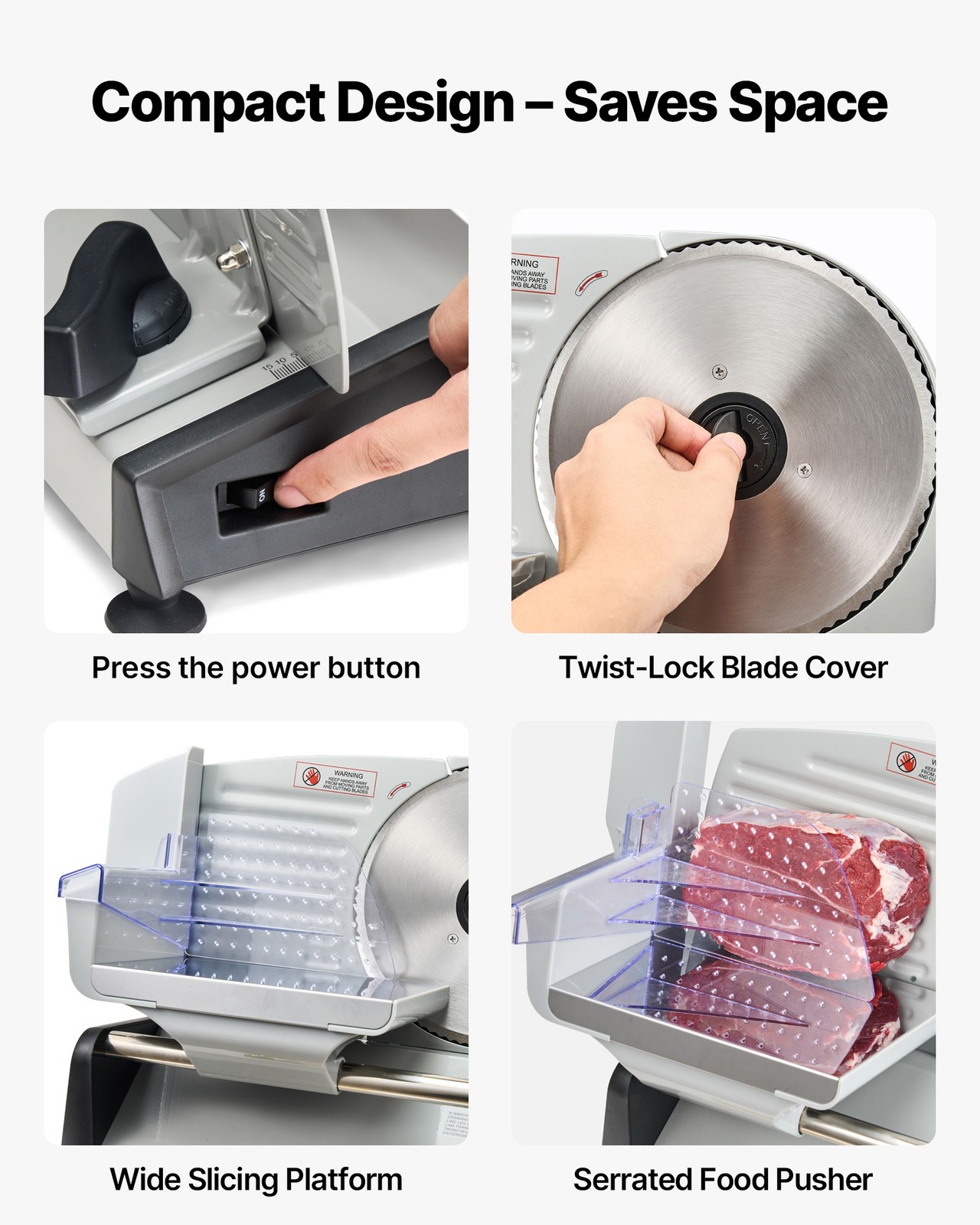 VEVOR Meat Slicer Electric Deli Slicer Machine 200W 7.5 in Sharp Blade for Home