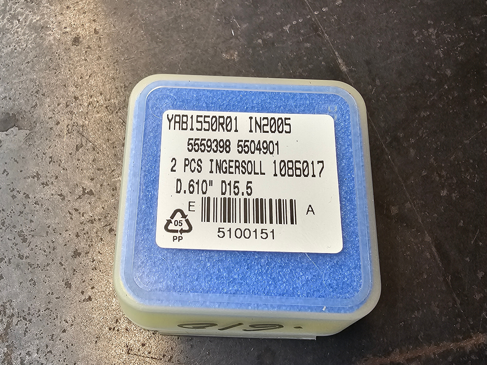 Qty 2 Ingersoll .610″ 15.5mm YAB1550R01 5100151 IN2005 Carbide Drill Inserts